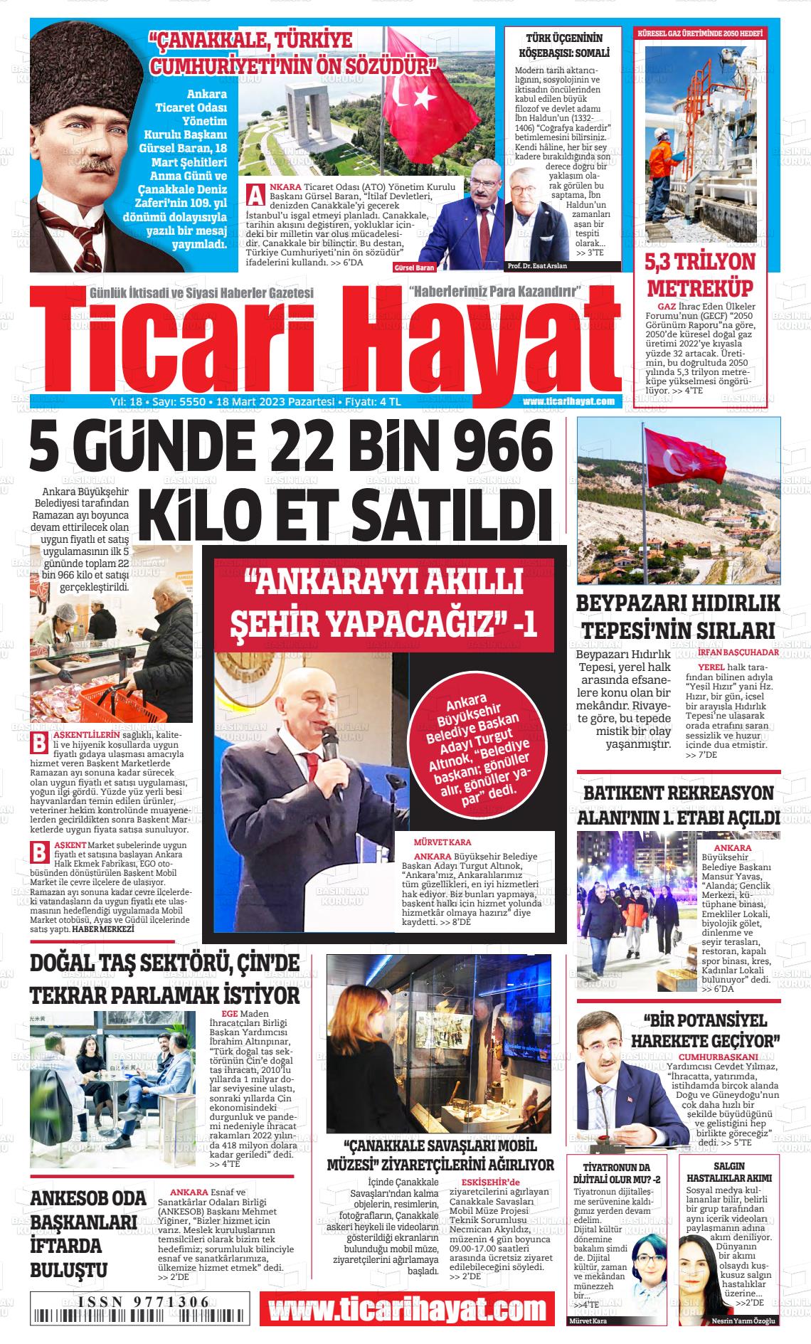 18 Mart 2024 Ticari Hayat Gazete Manşeti