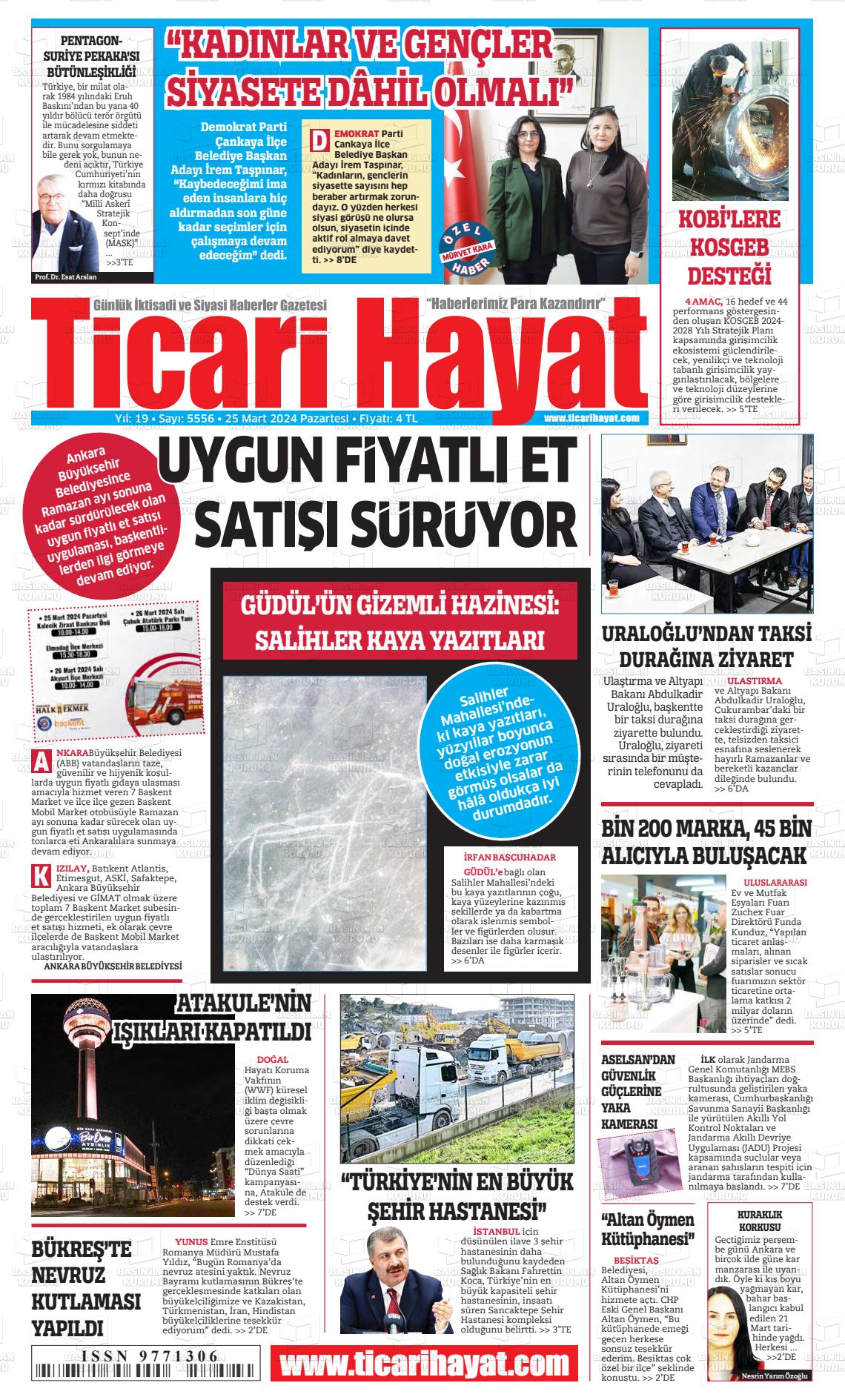 25 Mart 2024 Ticari Hayat Gazete Manşeti