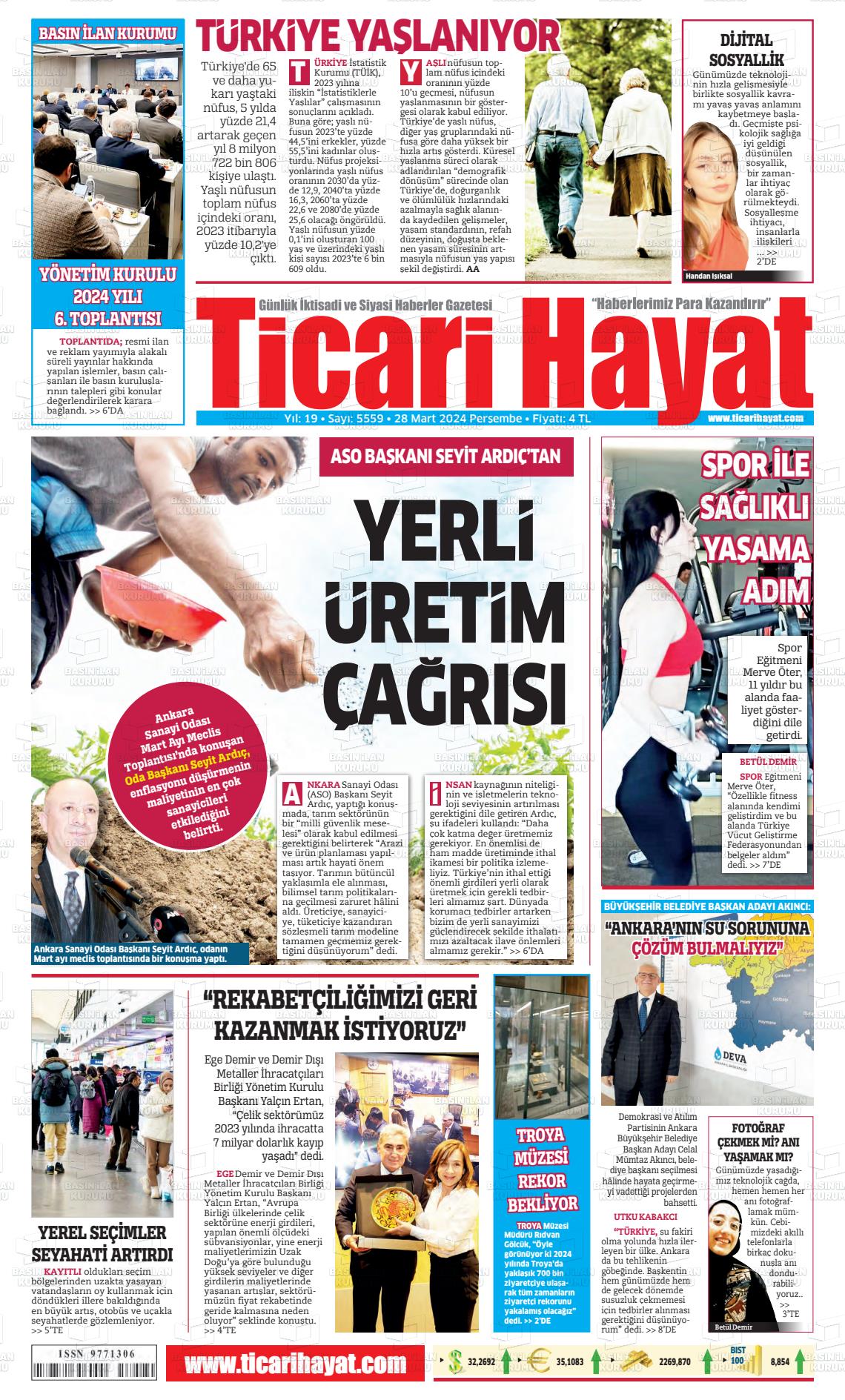 28 Mart 2024 Ticari Hayat Gazete Manşeti