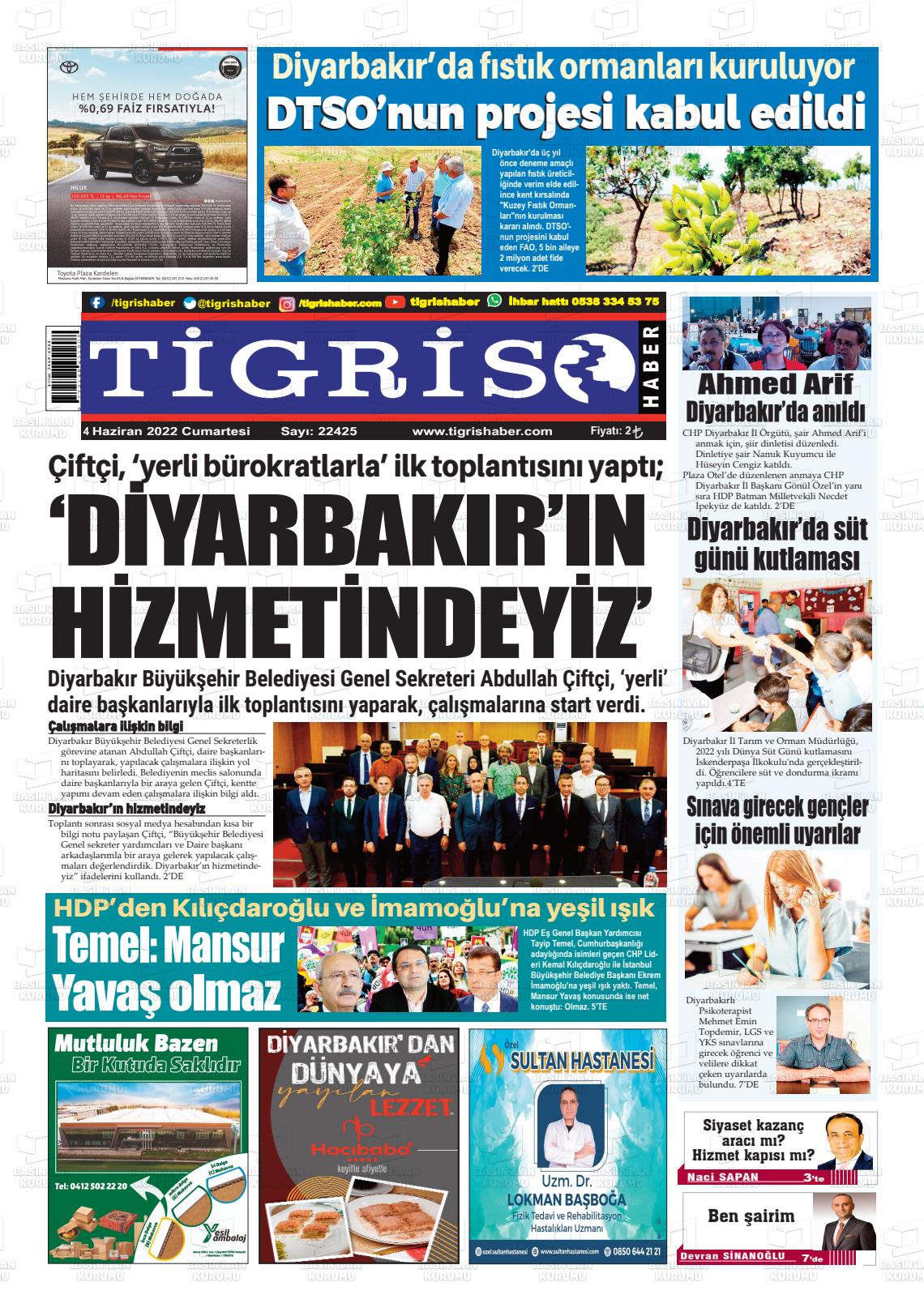 04 Haziran 2022 Tigris Haber Gazete Manşeti