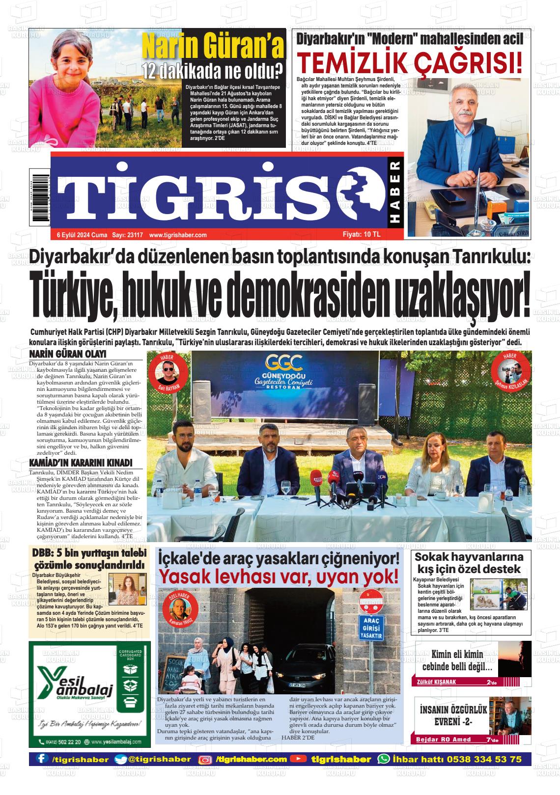 06 Eylül 2024 Tigris Haber Gazete Manşeti