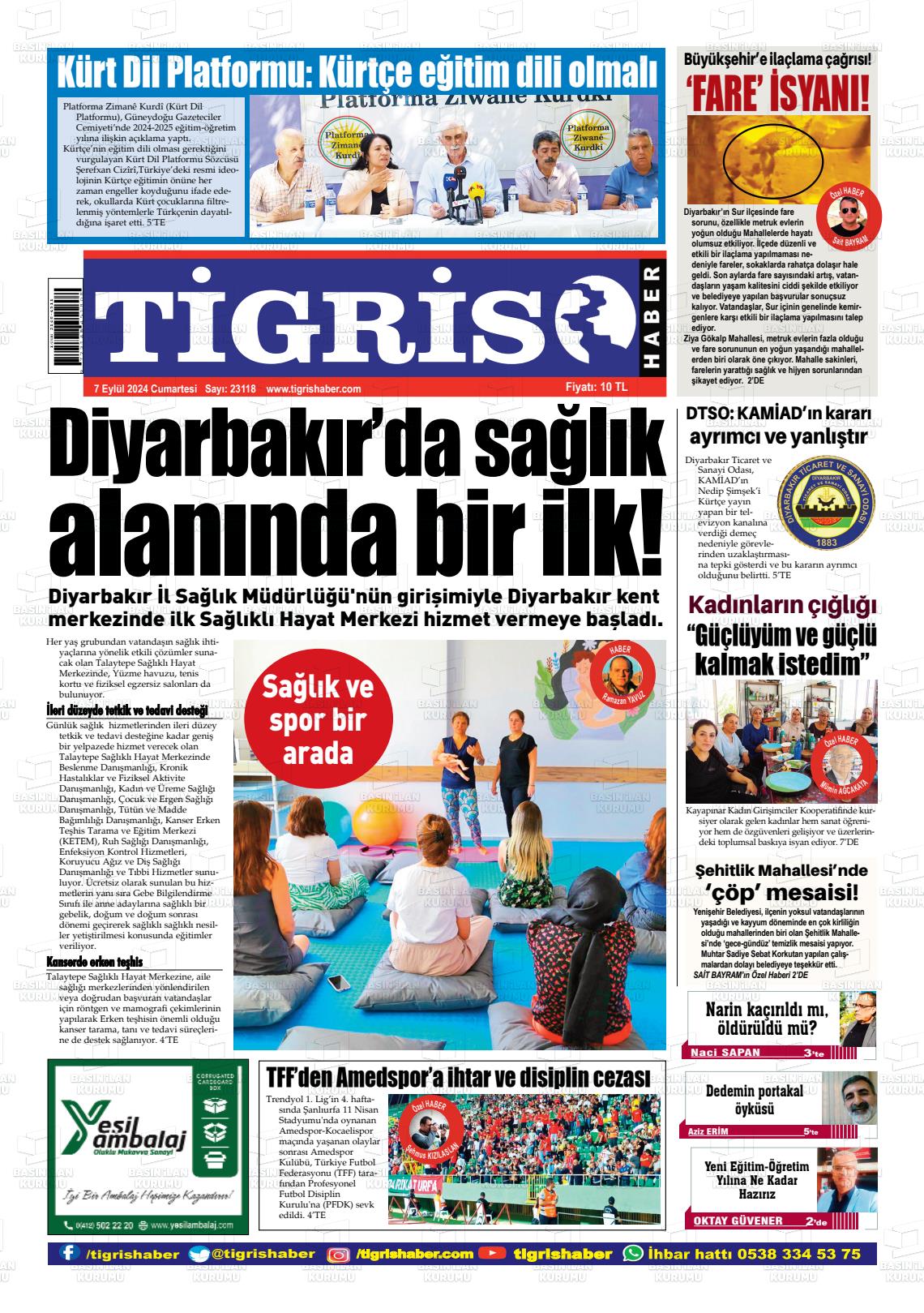 07 Eylül 2024 Tigris Haber Gazete Manşeti