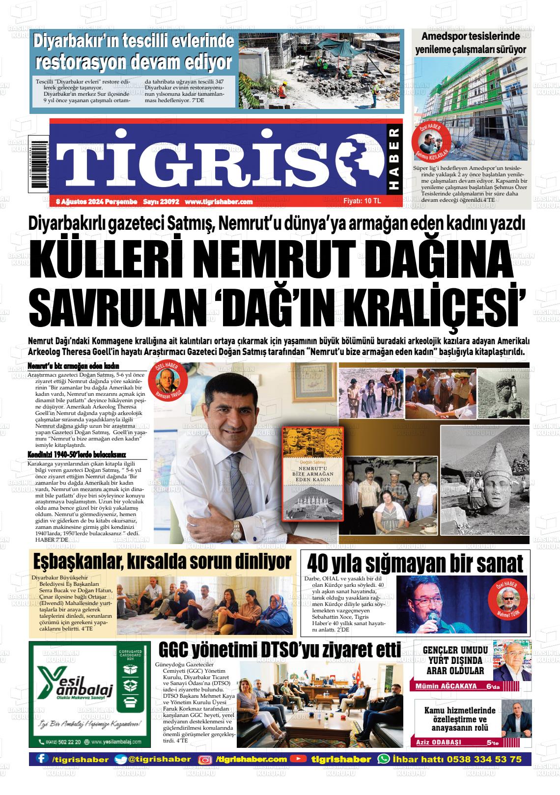 08 Ağustos 2024 Tigris Haber Gazete Manşeti