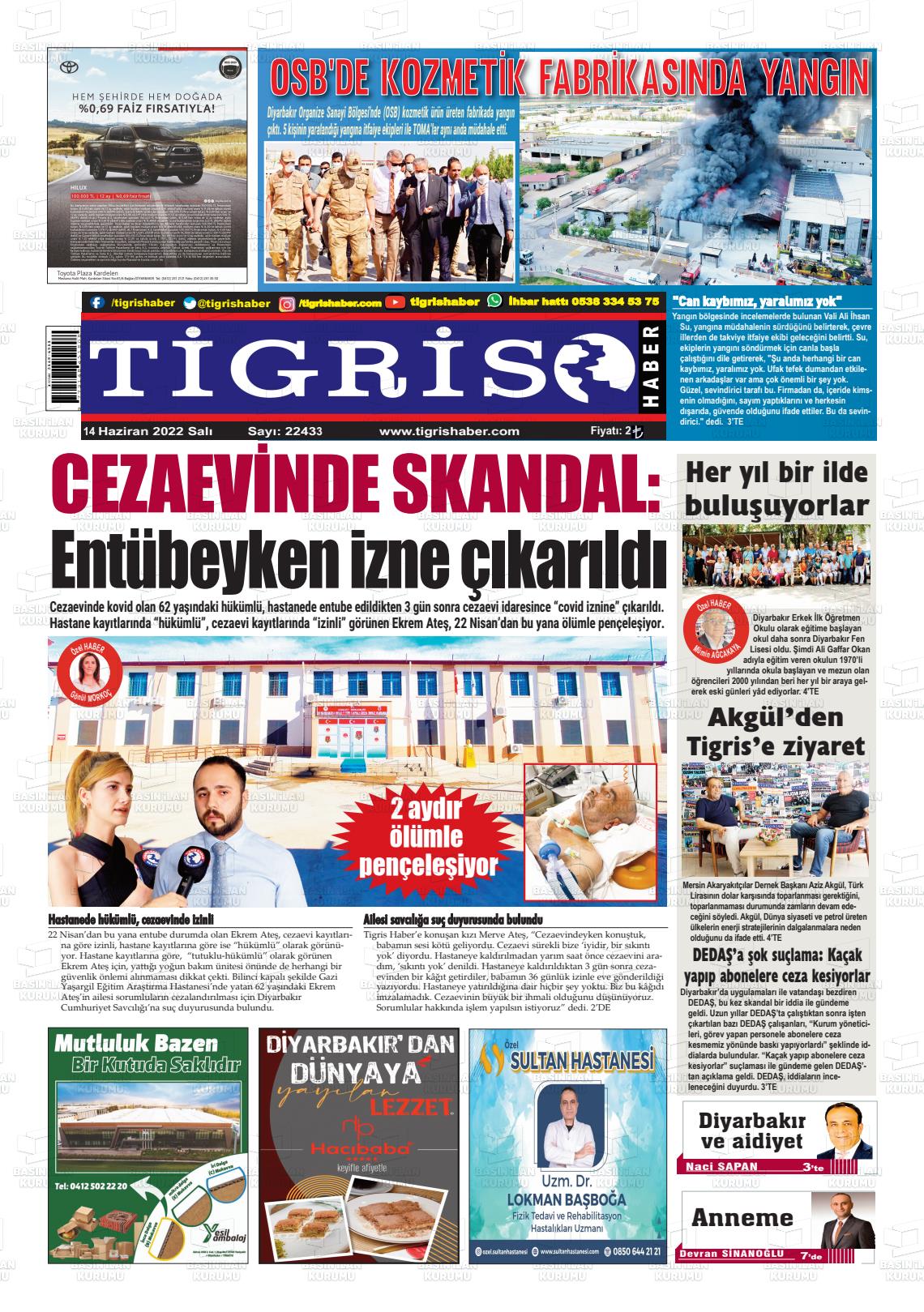 14 Haziran 2022 Tigris Haber Gazete Manşeti