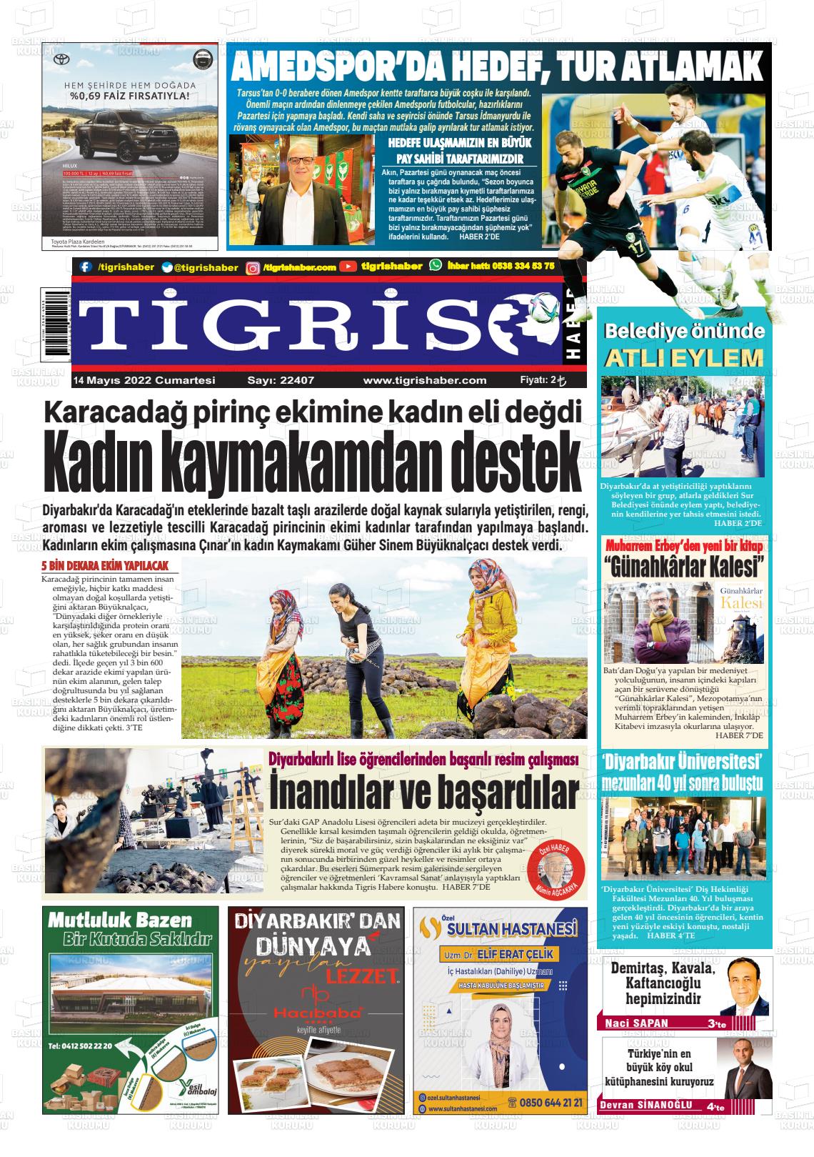 14 Mayıs 2022 Tigris Haber Gazete Manşeti