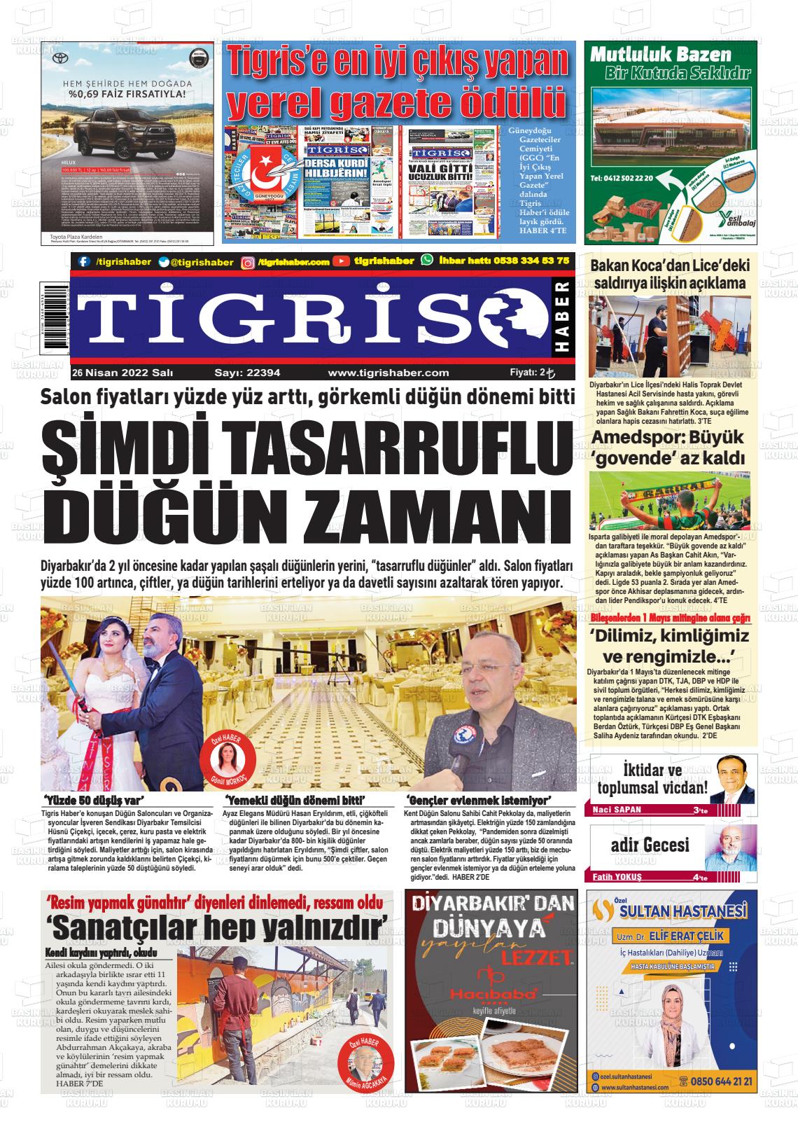 26 Nisan 2022 Tigris Haber Gazete Manşeti