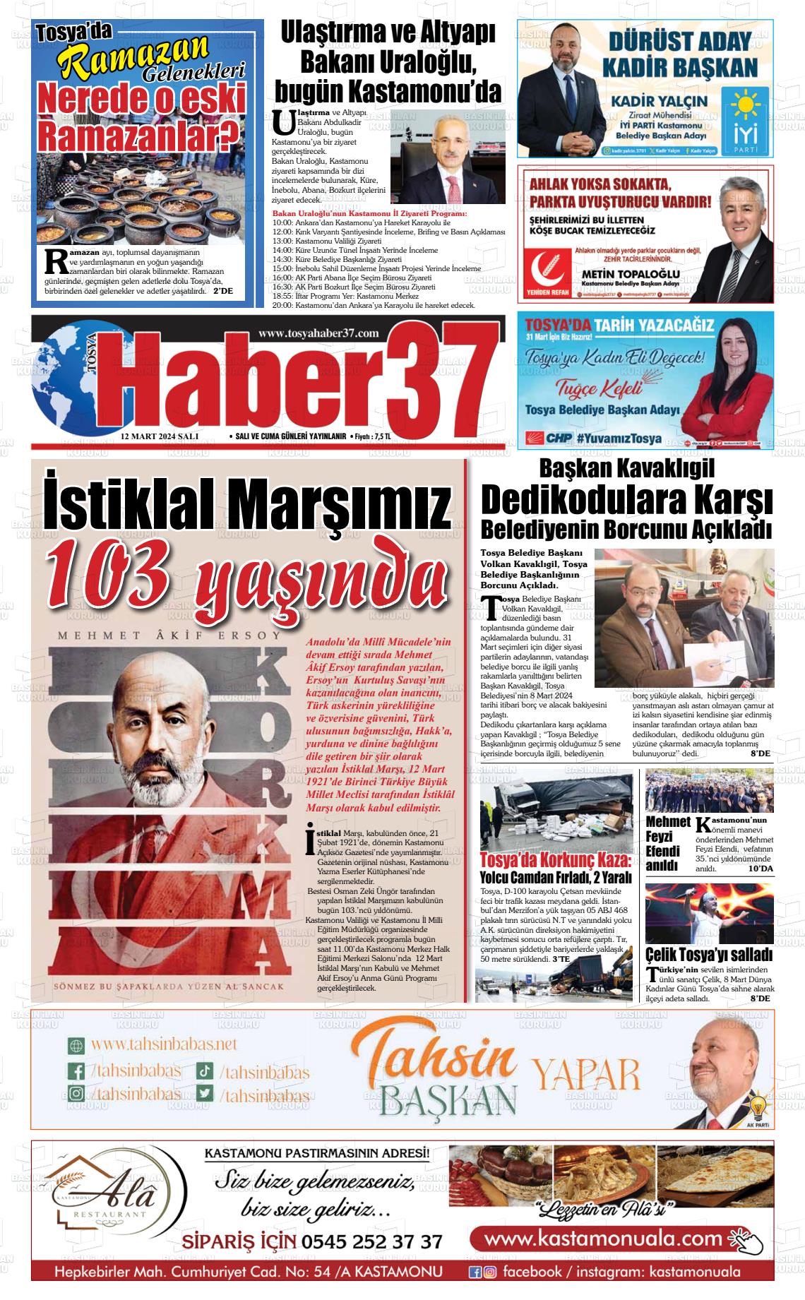 12 Mart 2024 Haber37 Gazete Manşeti