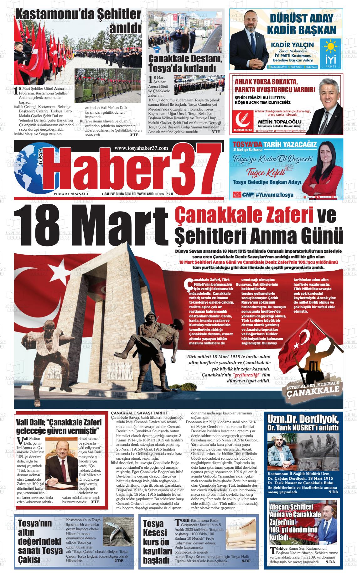 19 Mart 2024 Haber37 Gazete Manşeti