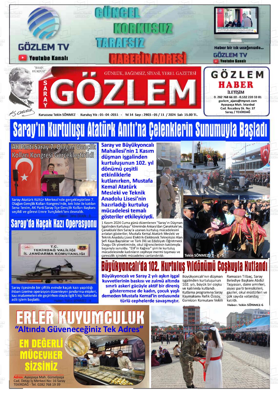 05 Kasım 2024 Saray Gözlem Gazete Manşeti