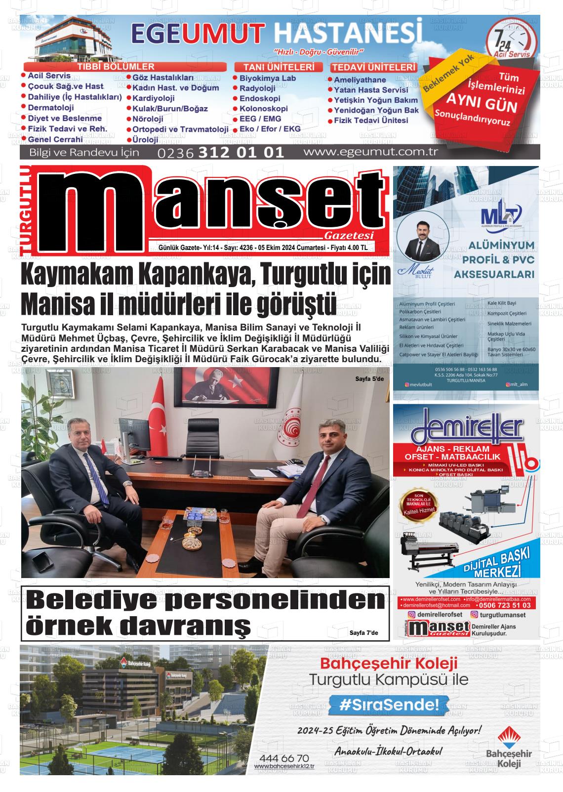 05 Ekim 2024 Turgutlu Manşet Gazete Manşeti