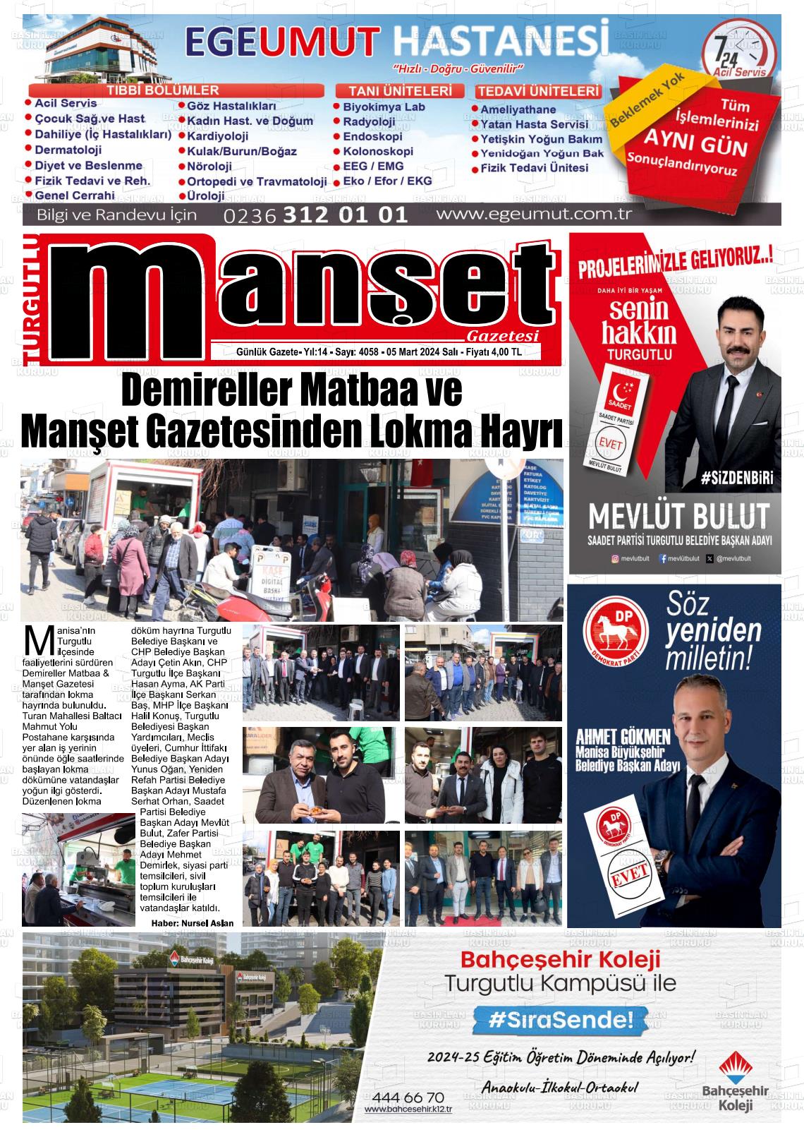 06 Mart 2024 Turgutlu Manşet Gazete Manşeti