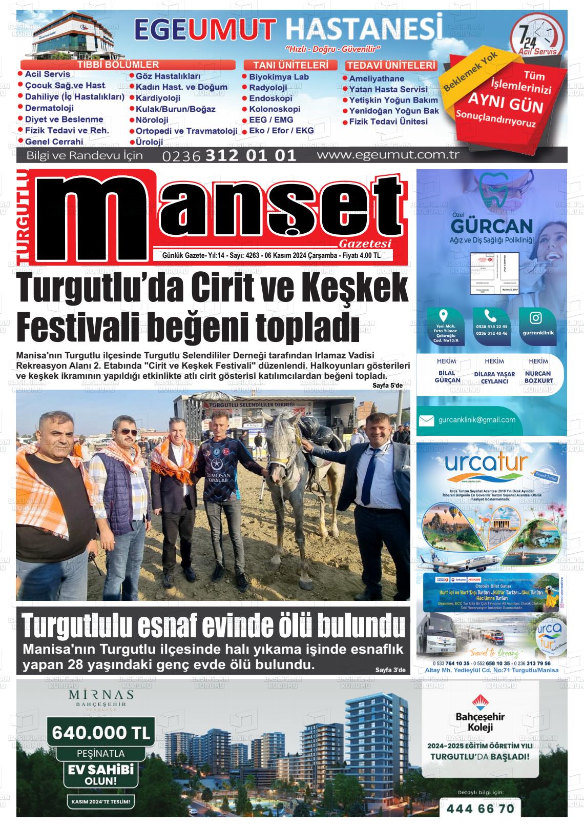 06 Kasım 2024 Turgutlu Manşet Gazete Manşeti