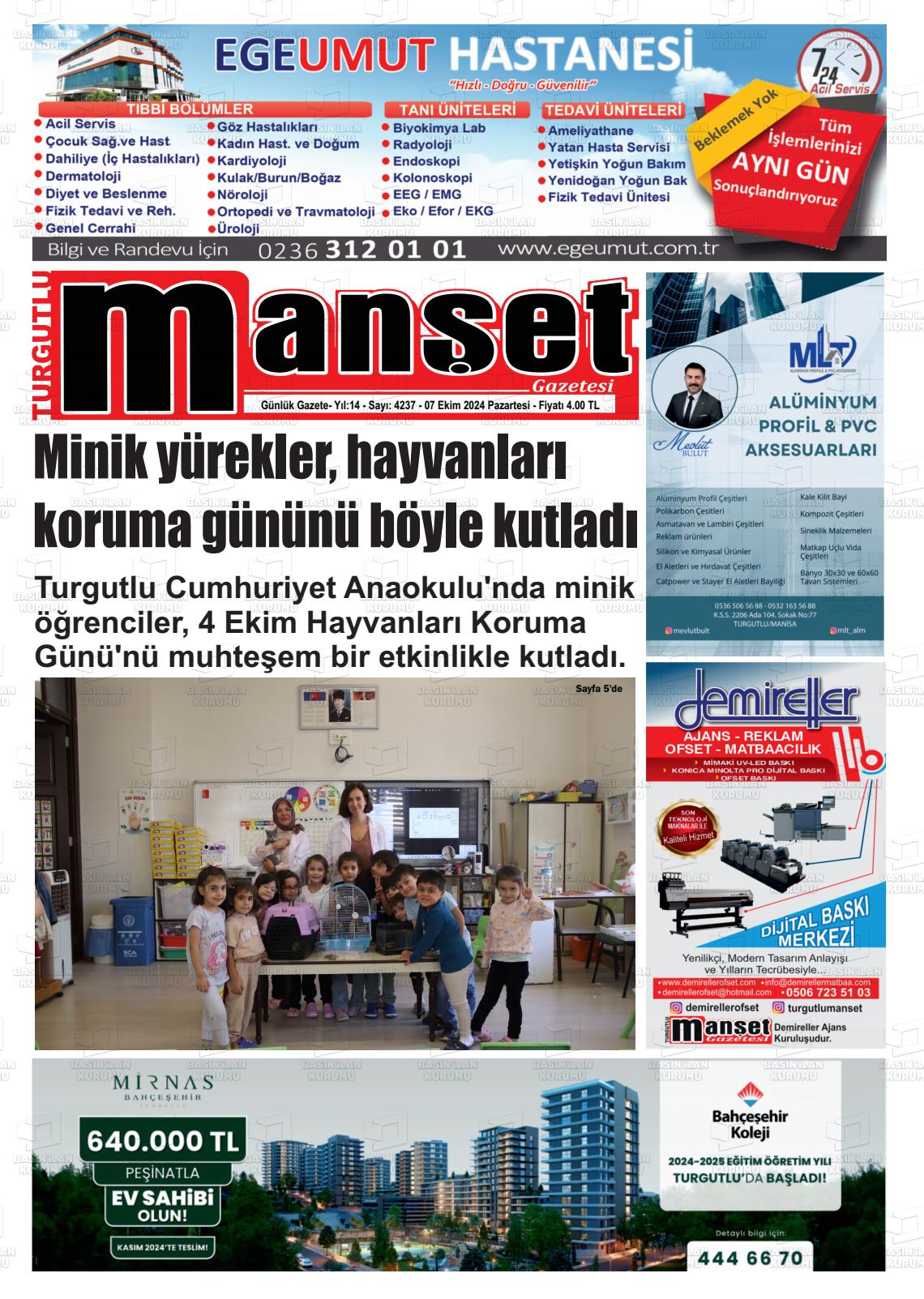 07 Ekim 2024 Turgutlu Manşet Gazete Manşeti