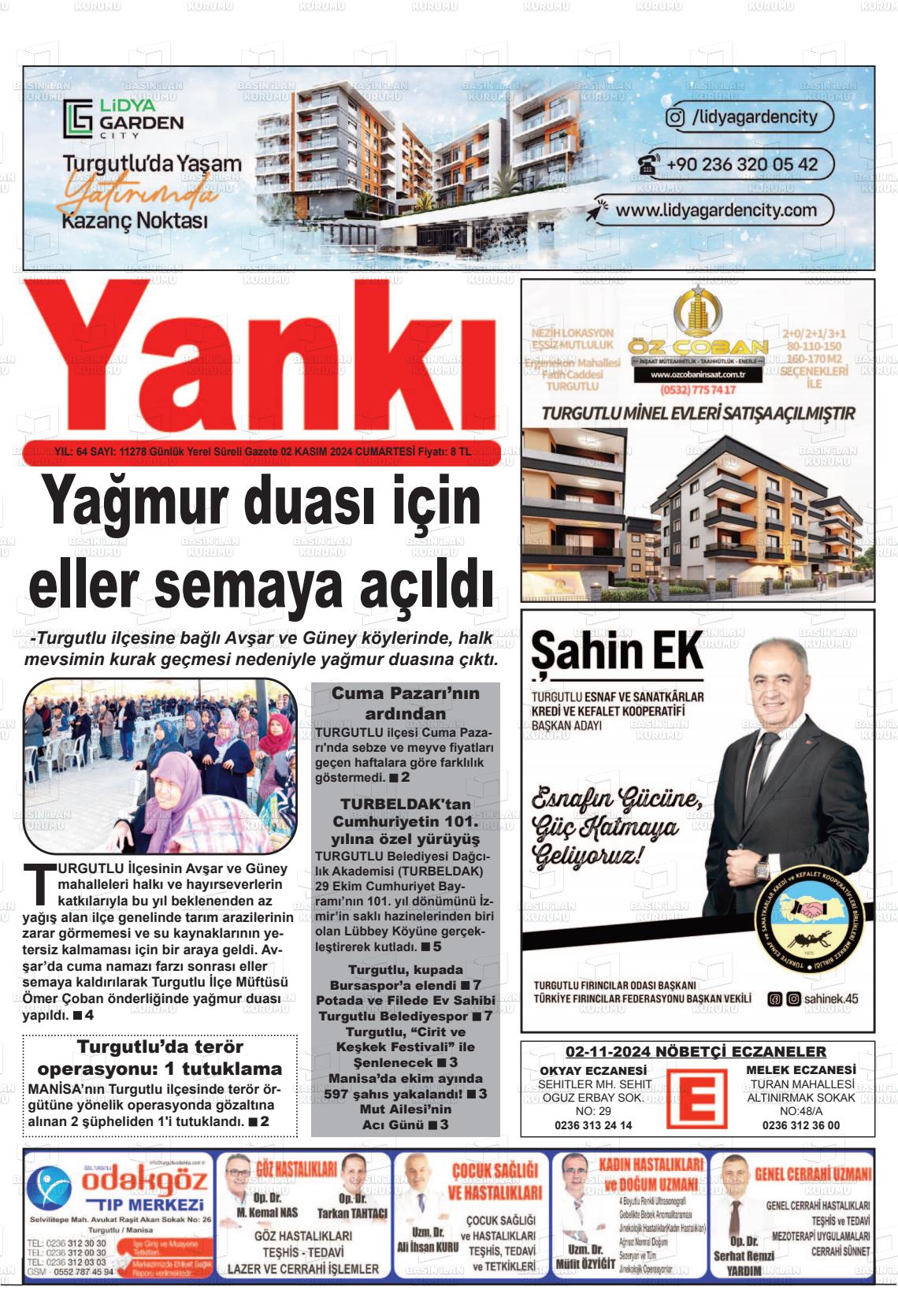 02 Kasım 2024 Turgutlu Yankı Gazete Manşeti