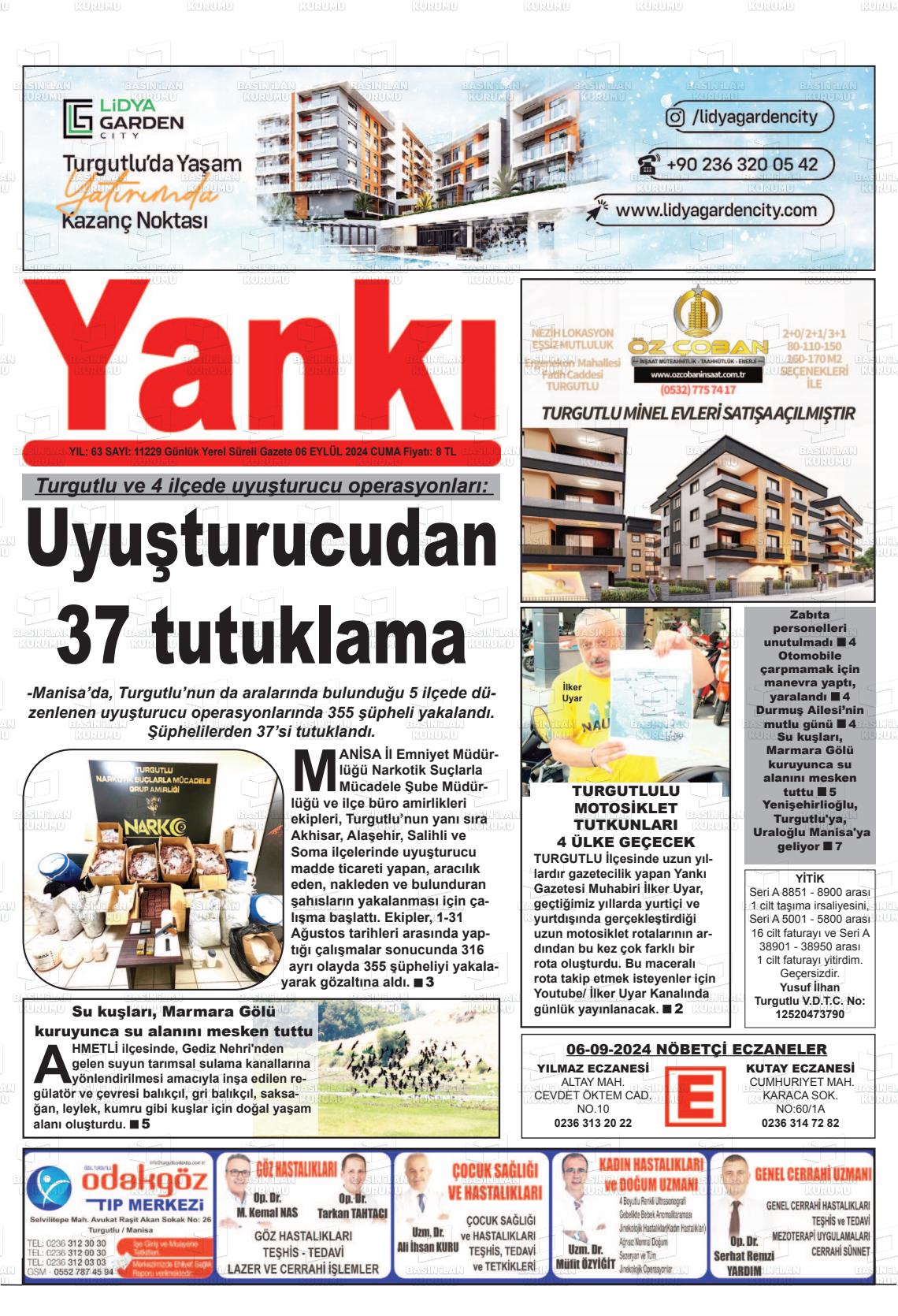 06 Eylül 2024 Turgutlu Yankı Gazete Manşeti