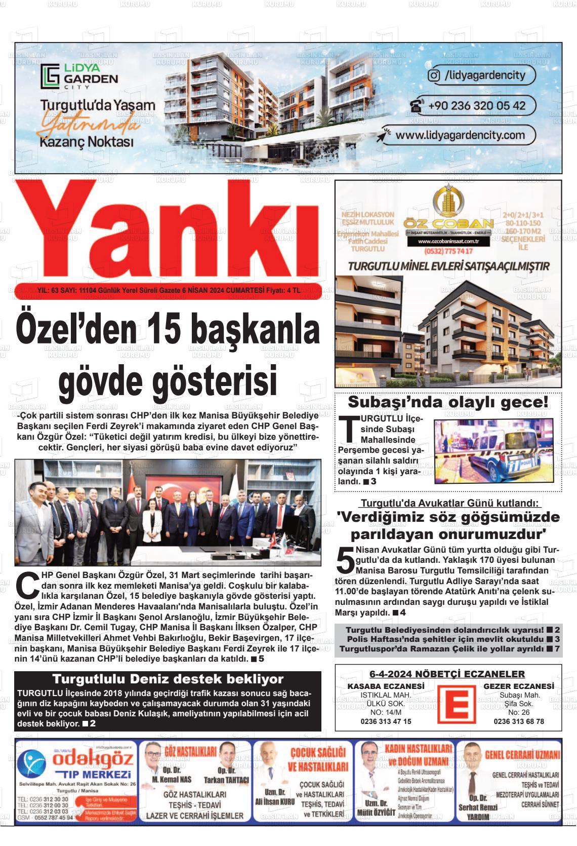 06 Nisan 2024 Turgutlu Yankı Gazete Manşeti