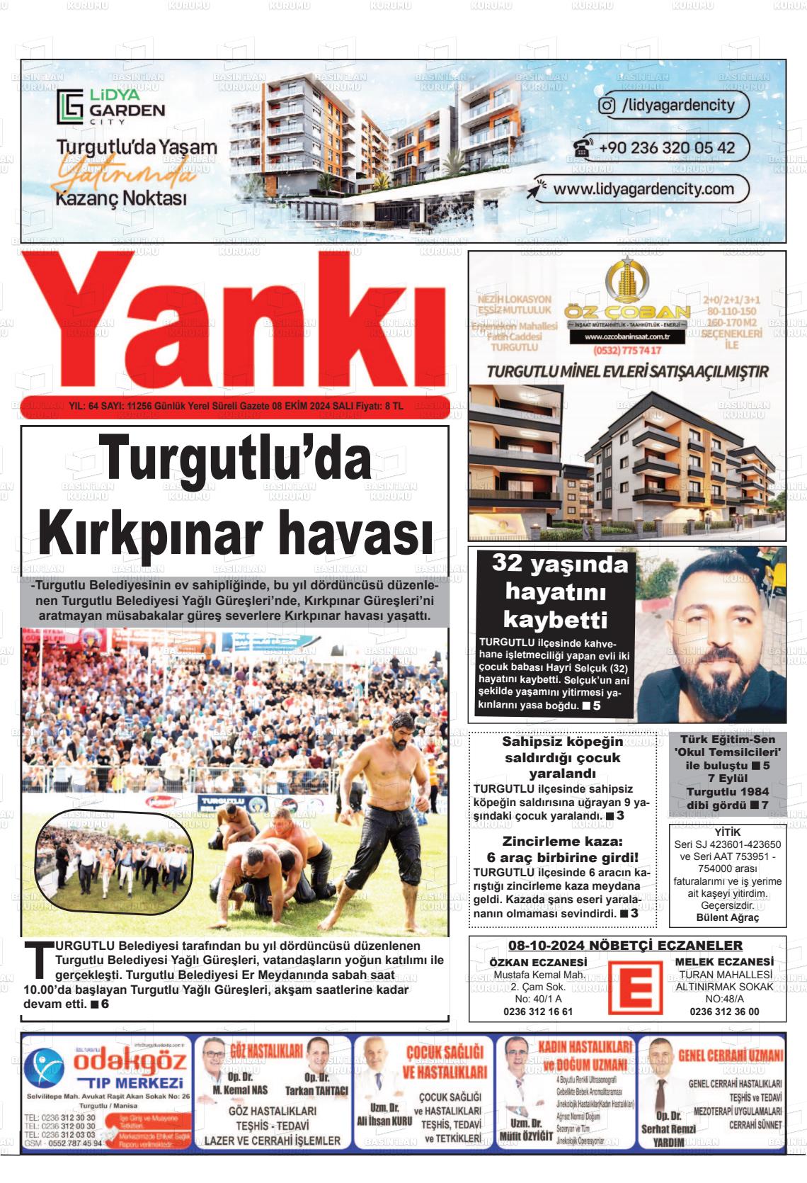 08 Ekim 2024 Turgutlu Yankı Gazete Manşeti