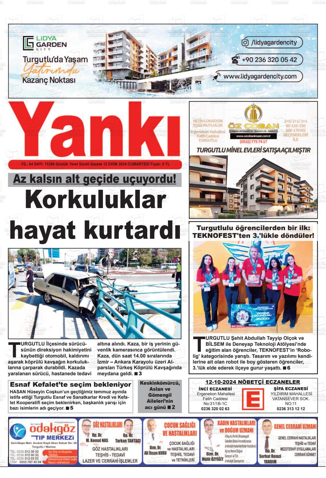 12 Ekim 2024 Turgutlu Yankı Gazete Manşeti