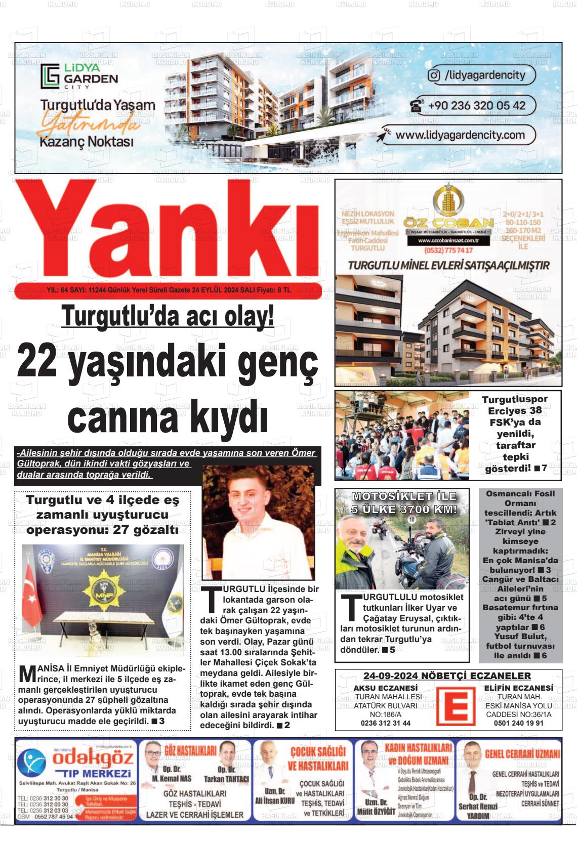 25 Eylül 2024 Turgutlu Yankı Gazete Manşeti