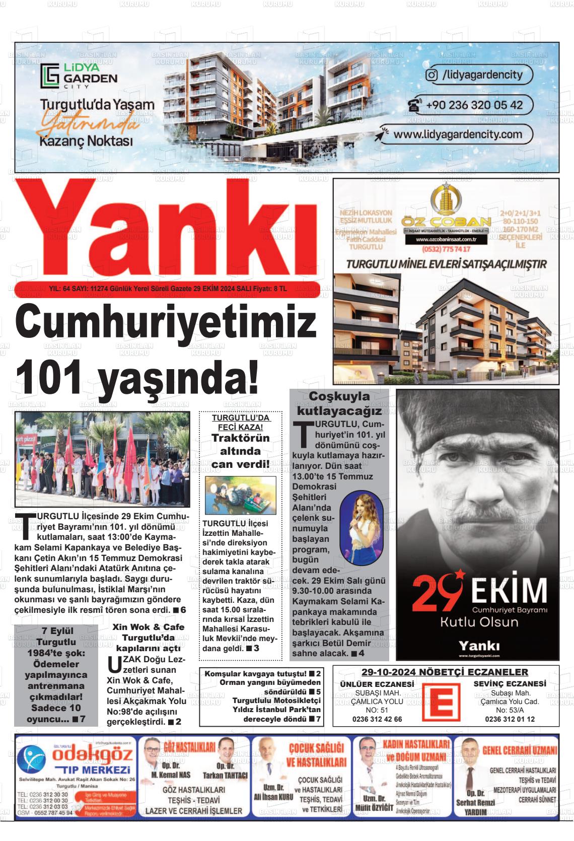 29 Ekim 2024 Turgutlu Yankı Gazete Manşeti