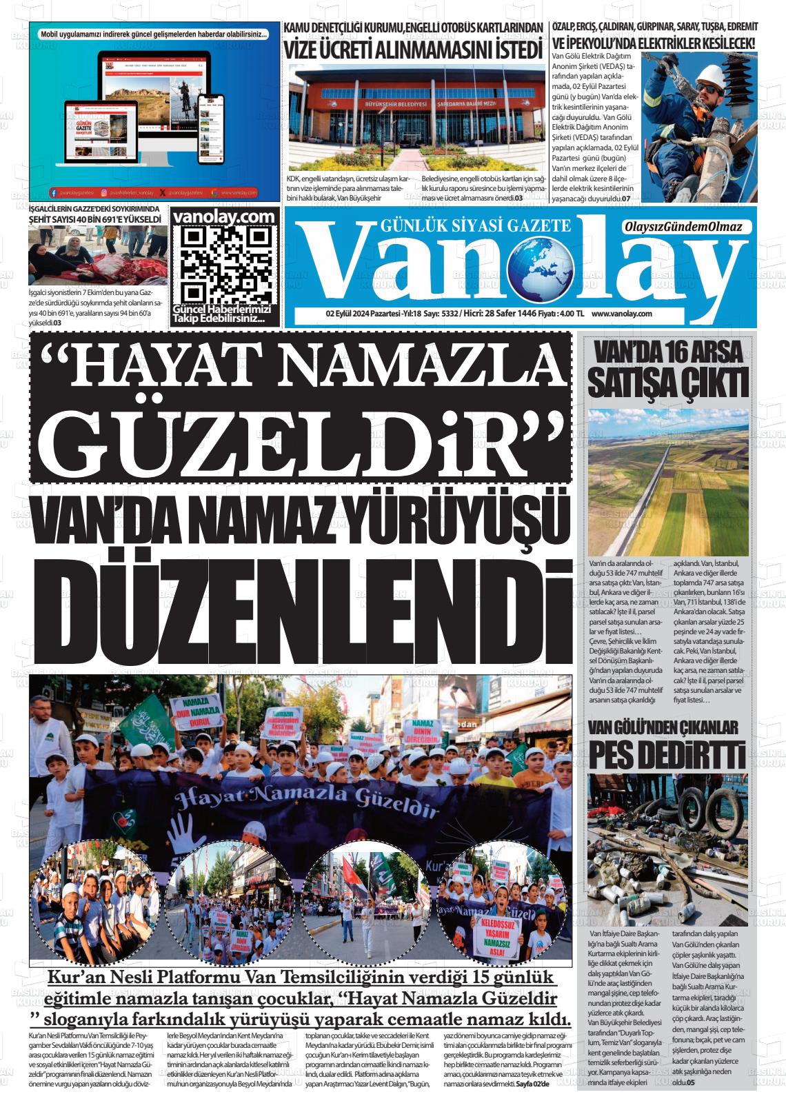 02 Eylül 2024 Van Olay Gazete Manşeti