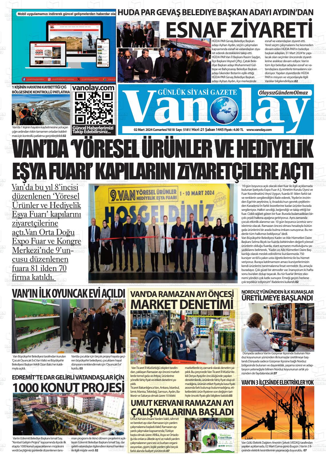 02 Mart 2024 Van Olay Gazete Manşeti