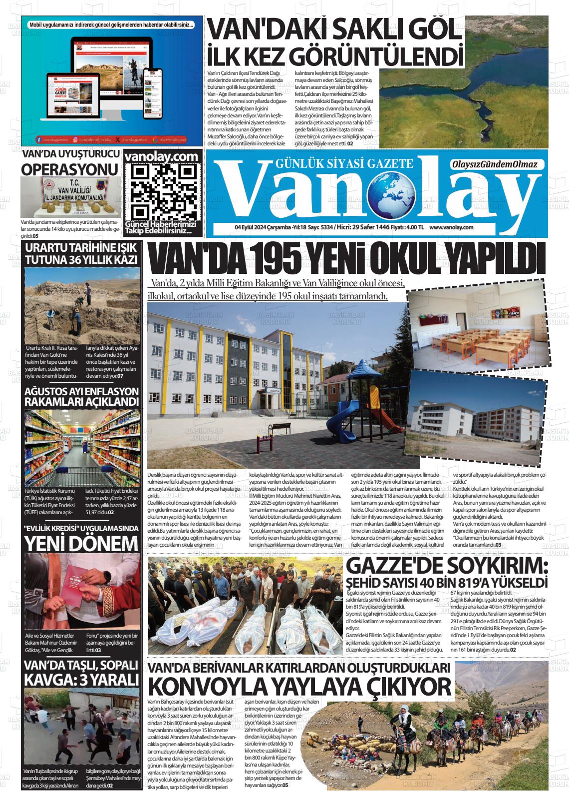 04 Eylül 2024 Van Olay Gazete Manşeti