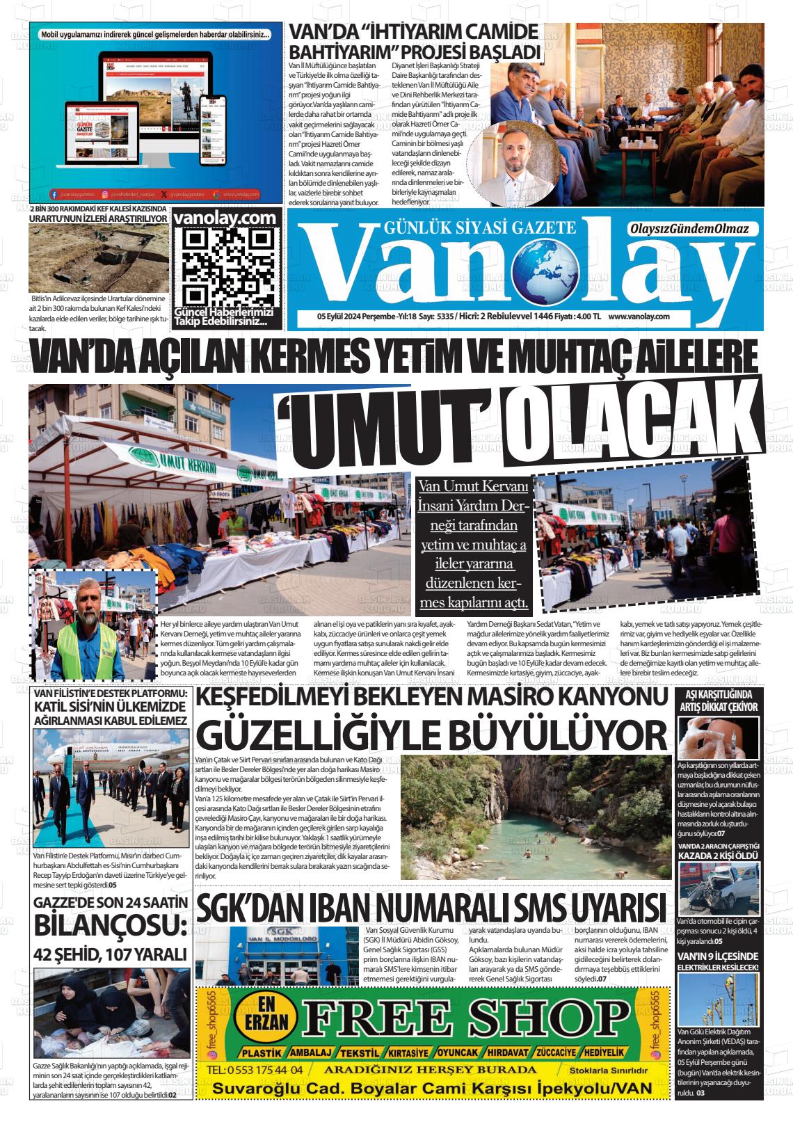 05 Eylül 2024 Van Olay Gazete Manşeti