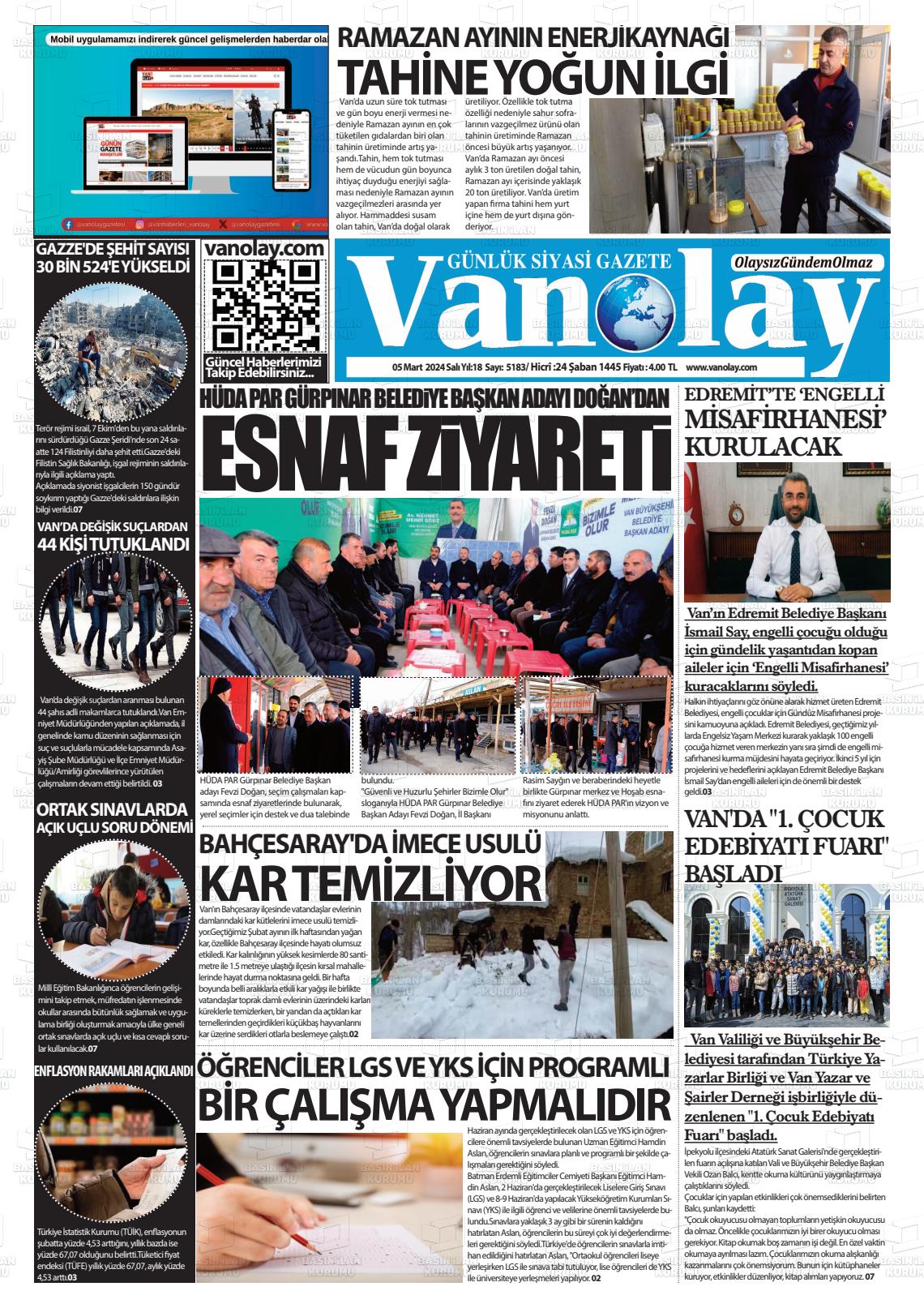 05 Mart 2024 Van Olay Gazete Manşeti