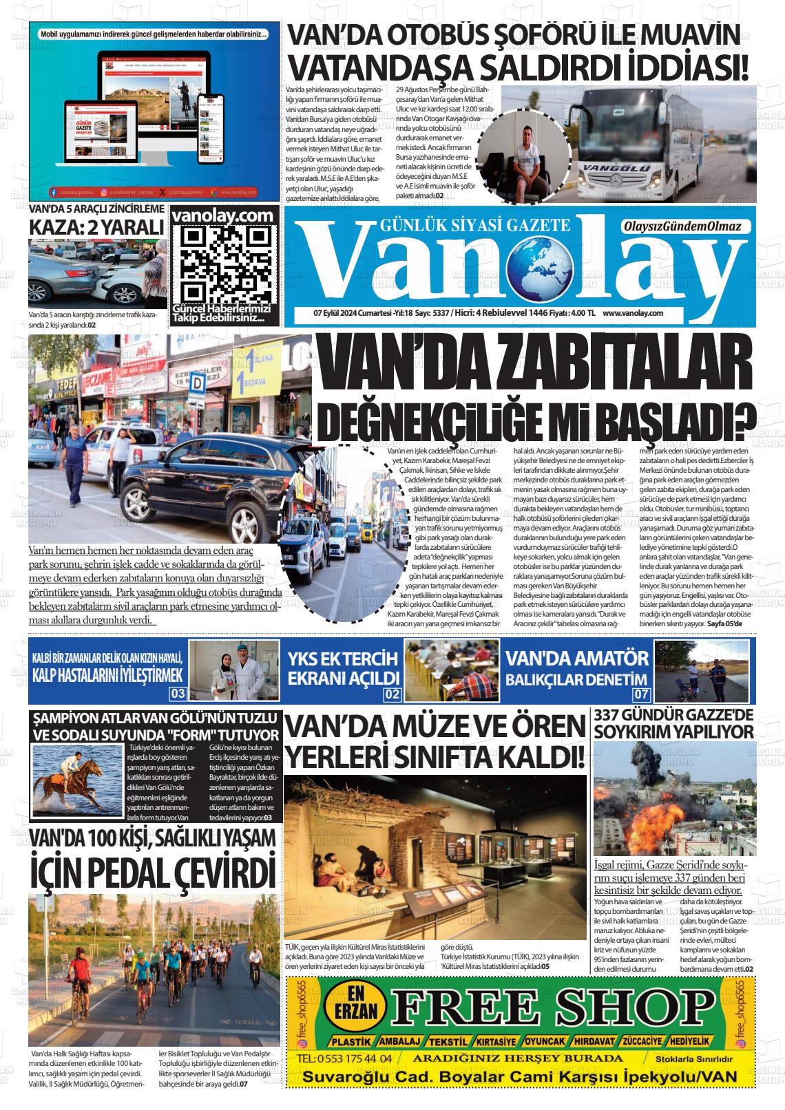 07 Eylül 2024 Van Olay Gazete Manşeti