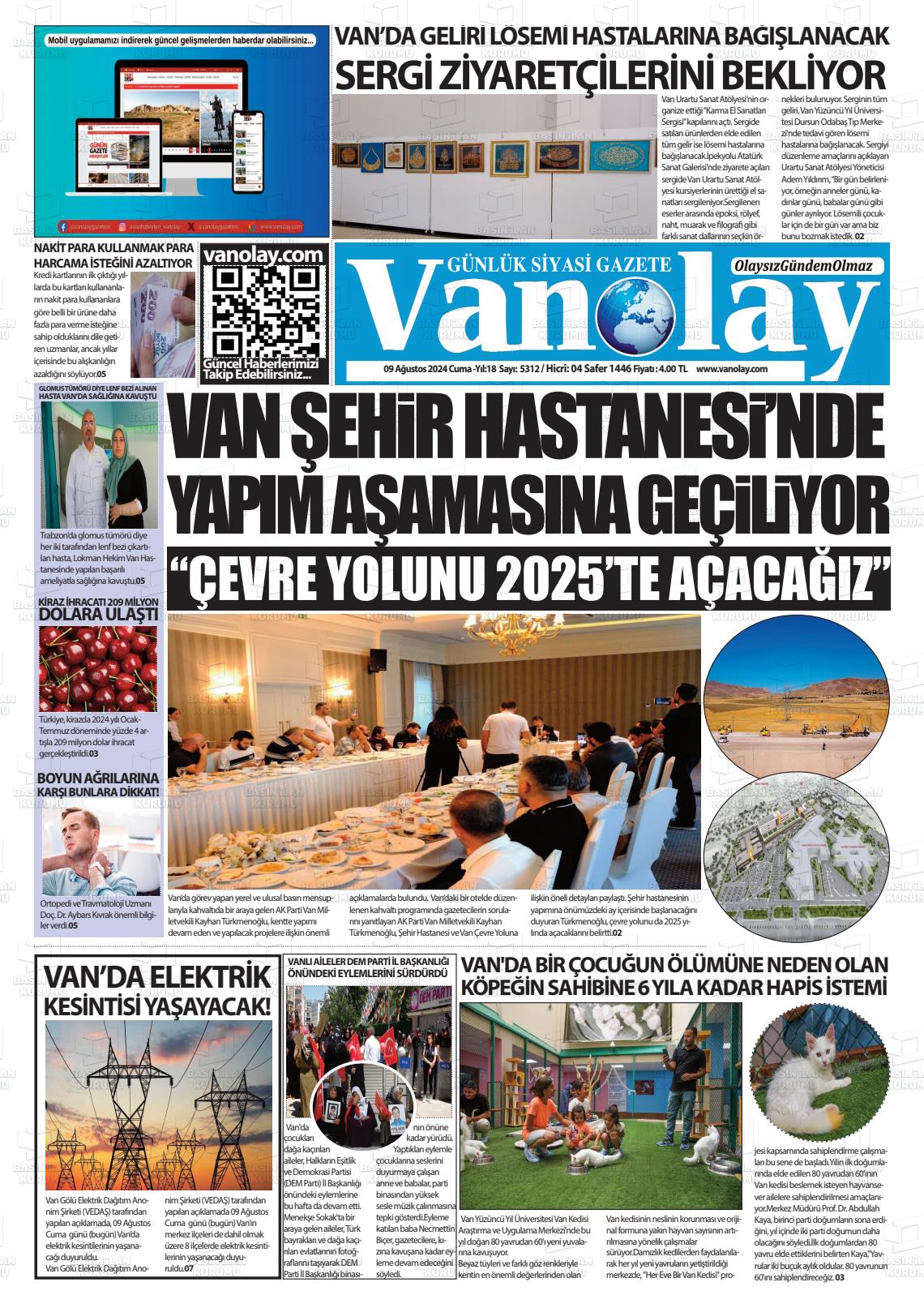 09 Ağustos 2024 Van Olay Gazete Manşeti