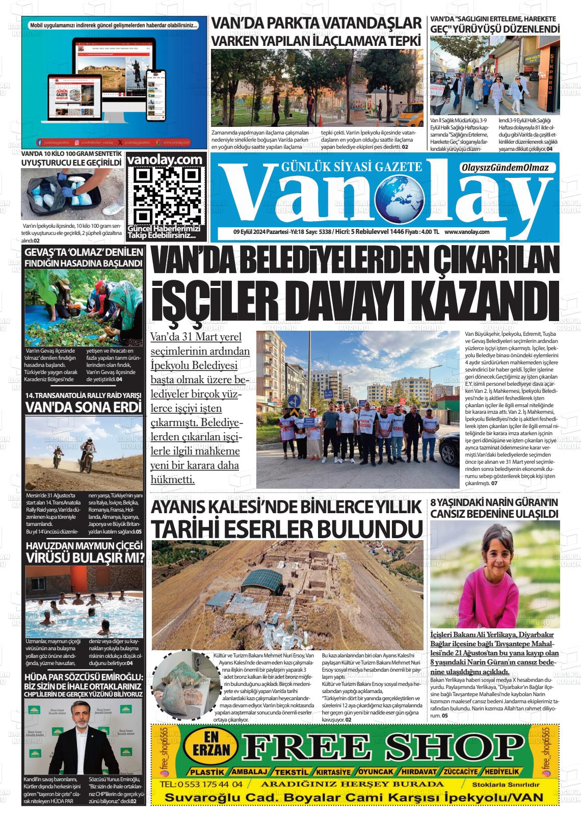 09 Eylül 2024 Van Olay Gazete Manşeti