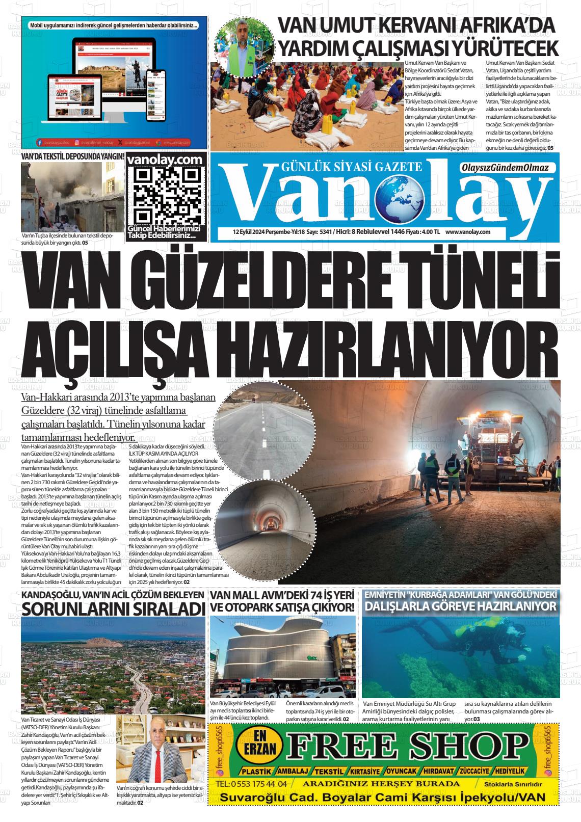 12 Eylül 2024 Van Olay Gazete Manşeti