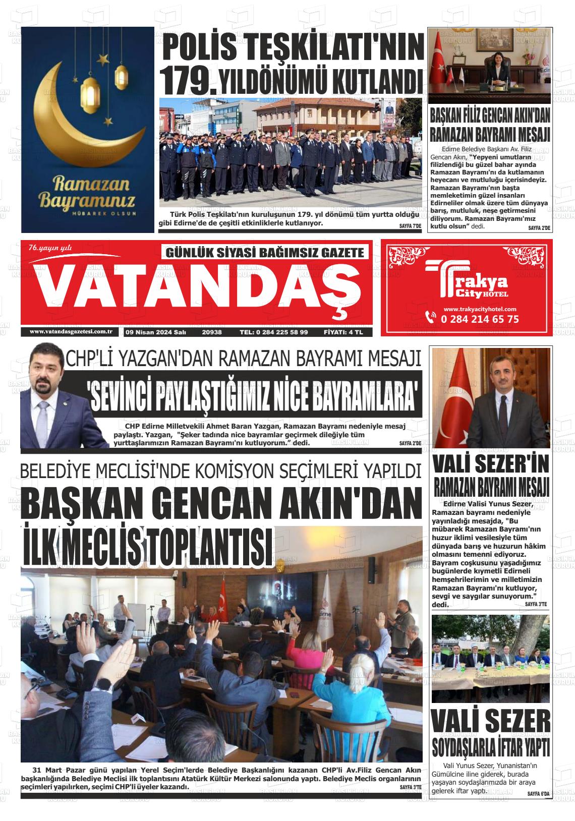 09 Nisan 2024 Vatandaş Gazete Manşeti