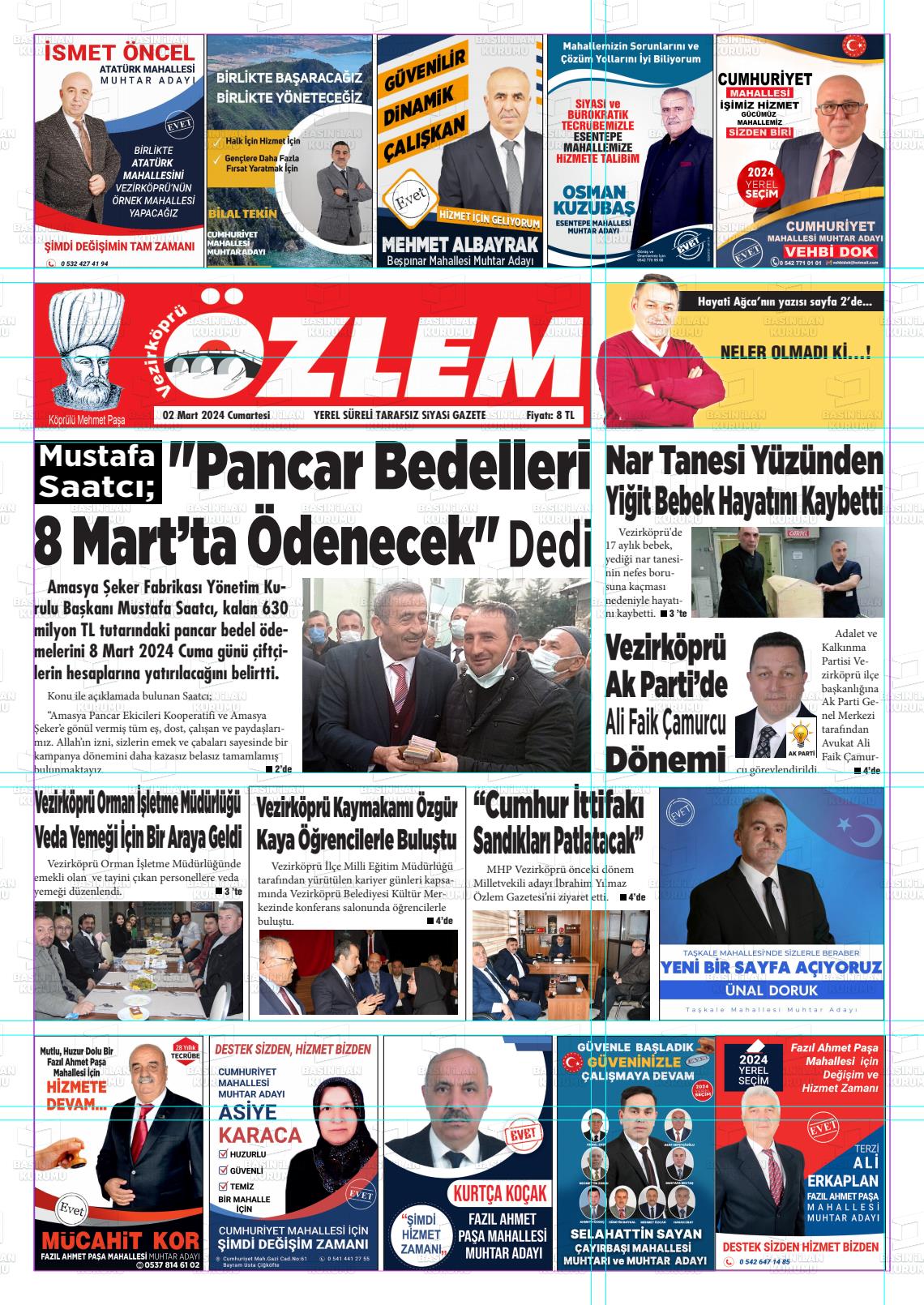 02 Mart 2024 Vezirköprü Özlem Gazete Manşeti