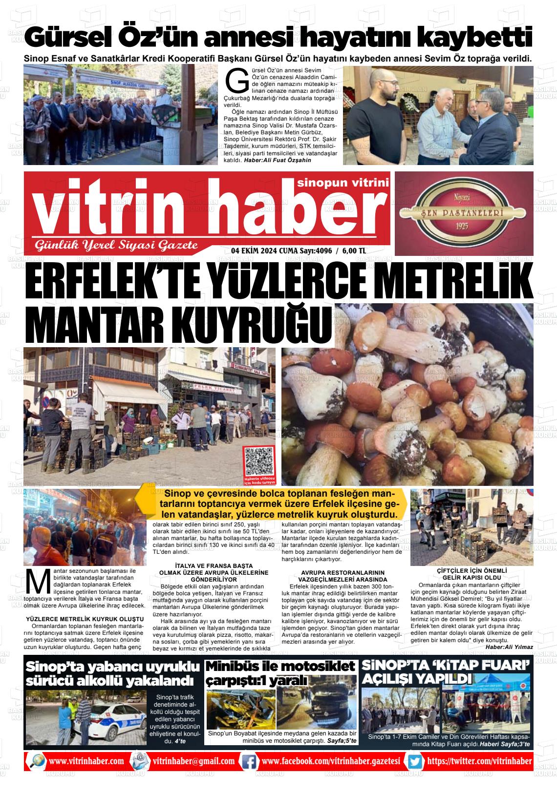 04 Ekim 2024 Vitrin Haber Gazete Manşeti