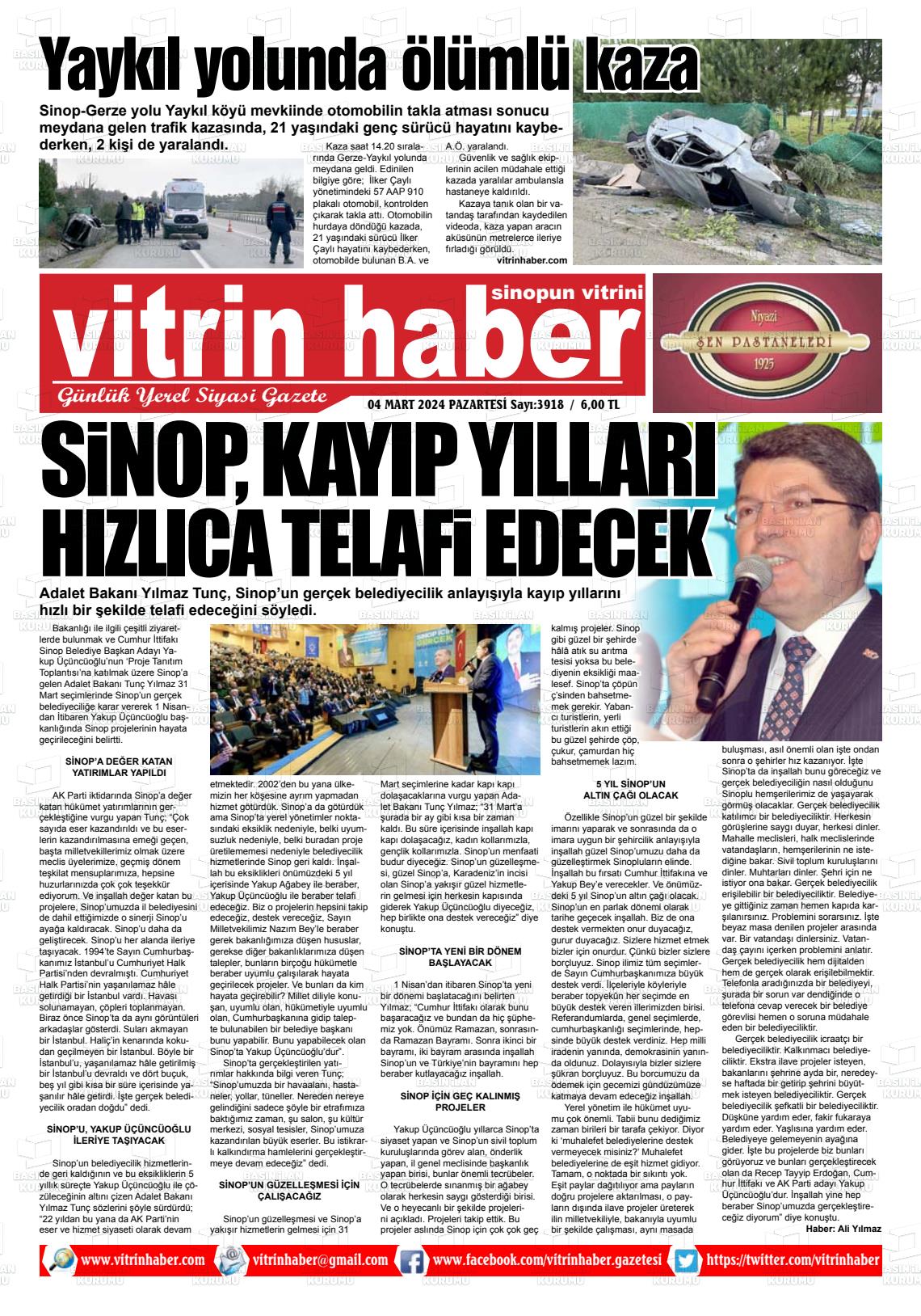 04 Mart 2024 Vitrin Haber Gazete Manşeti