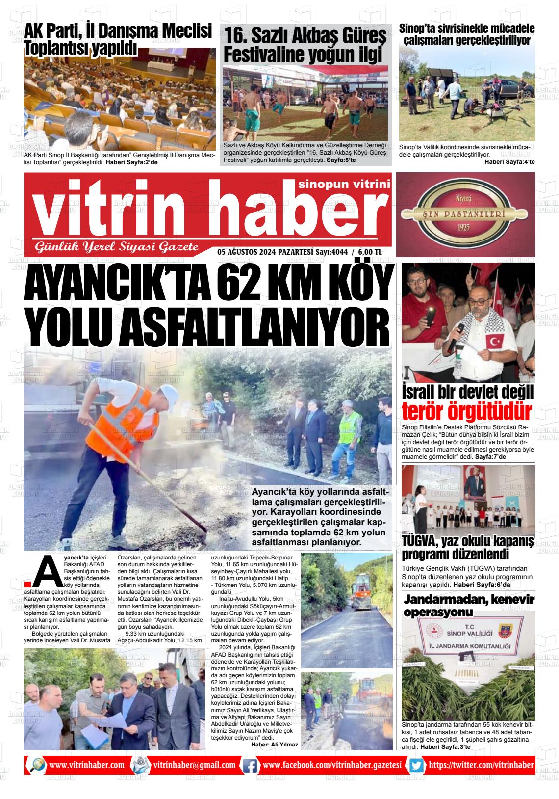 05 Ağustos 2024 Vitrin Haber Gazete Manşeti