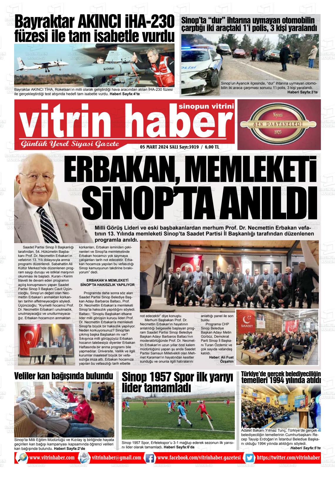 06 Mart 2024 Vitrin Haber Gazete Manşeti