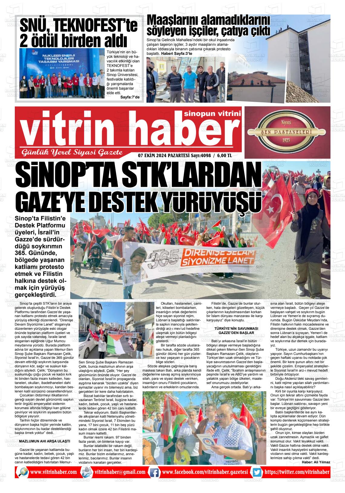 07 Ekim 2024 Vitrin Haber Gazete Manşeti