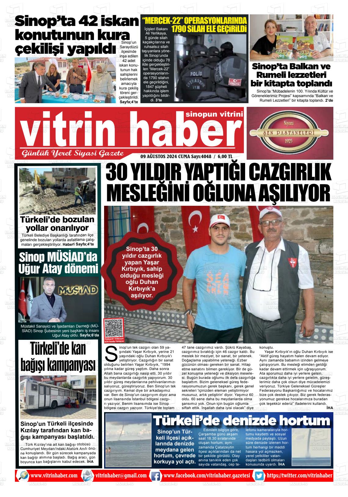 09 Ağustos 2024 Vitrin Haber Gazete Manşeti