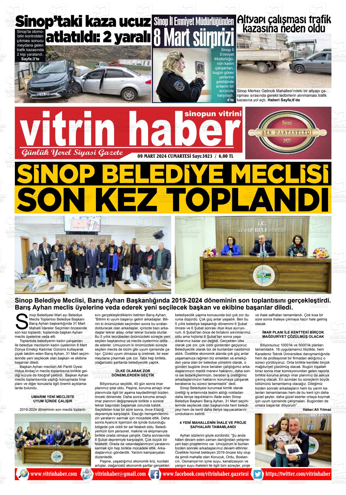 09 Mart 2024 Vitrin Haber Gazete Manşeti