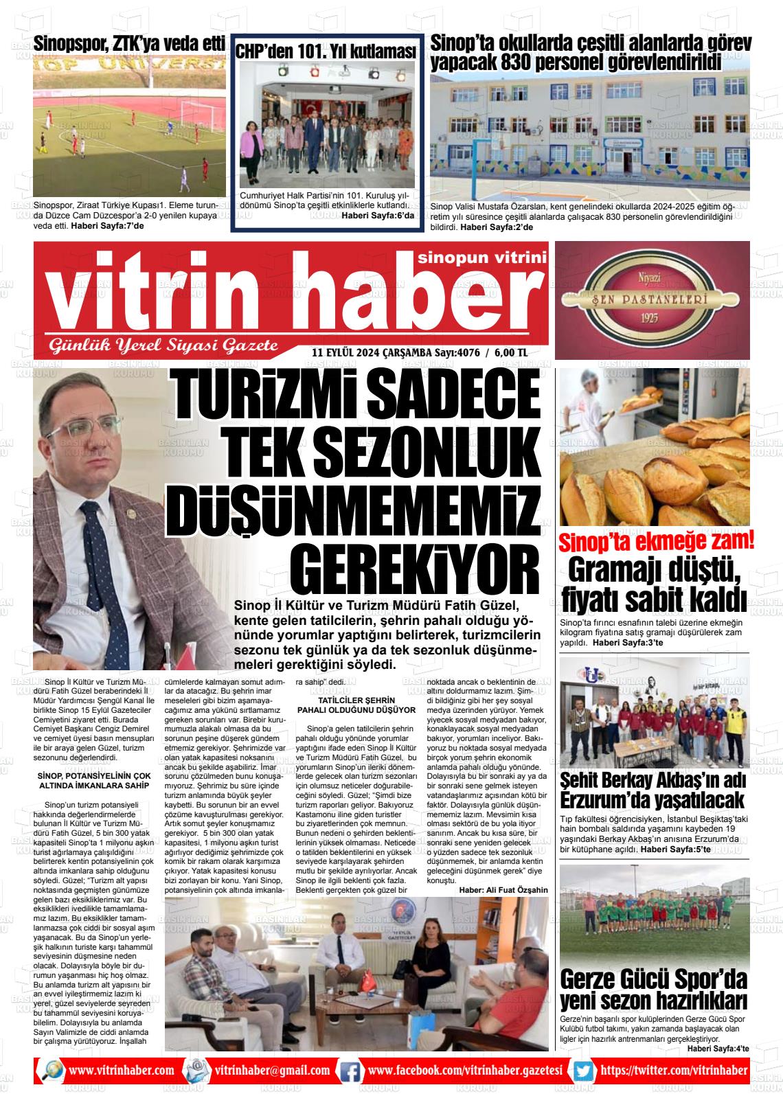 11 Eylül 2024 Vitrin Haber Gazete Manşeti