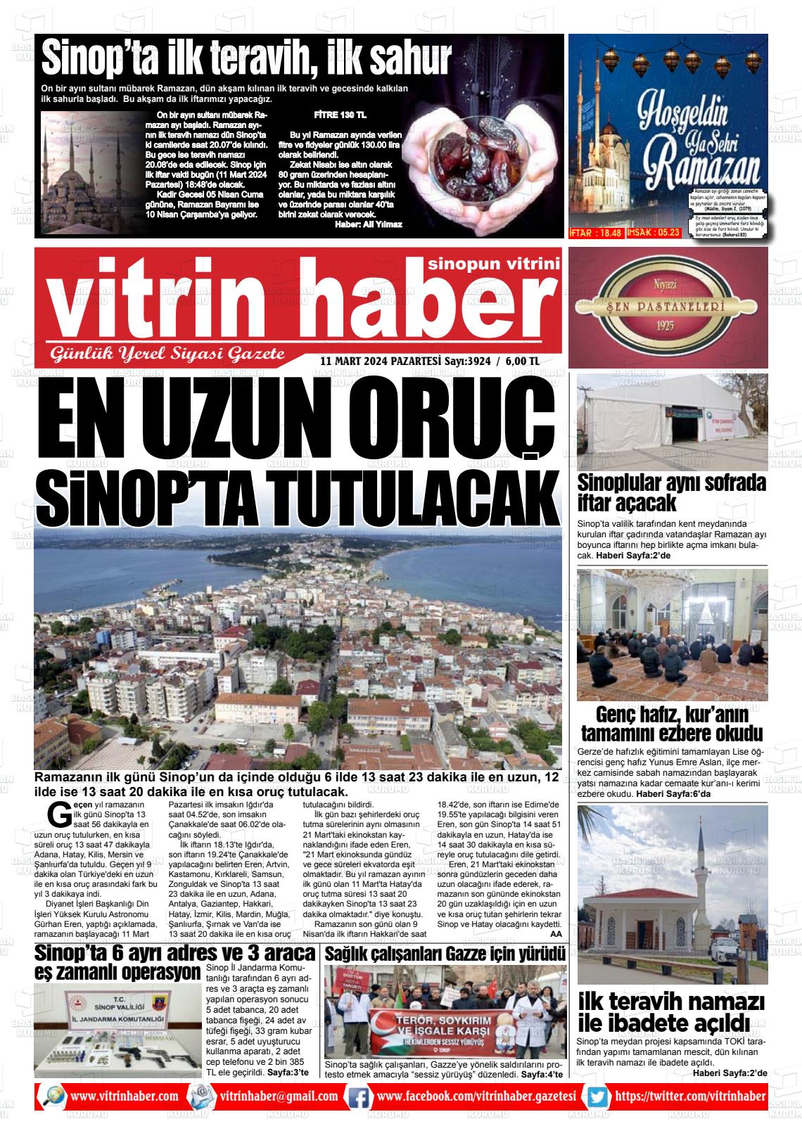 11 Mart 2024 Vitrin Haber Gazete Manşeti