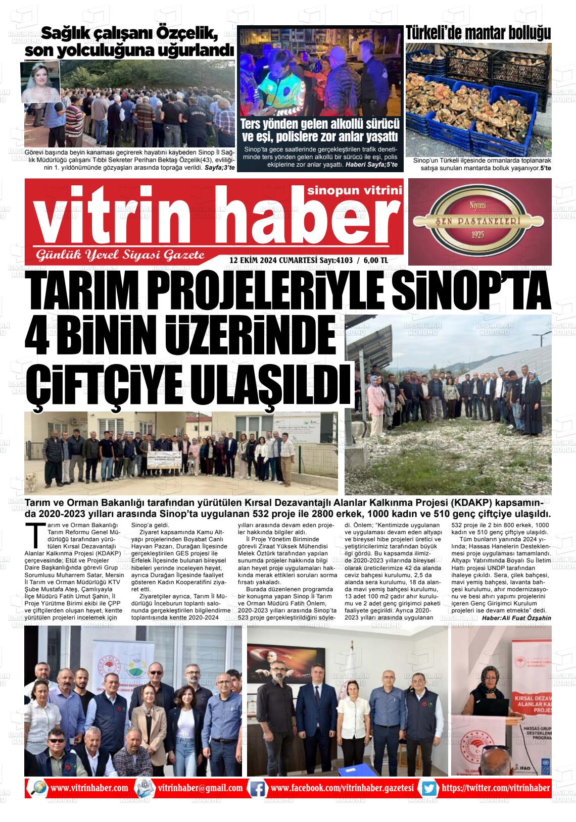 12 Ekim 2024 Vitrin Haber Gazete Manşeti