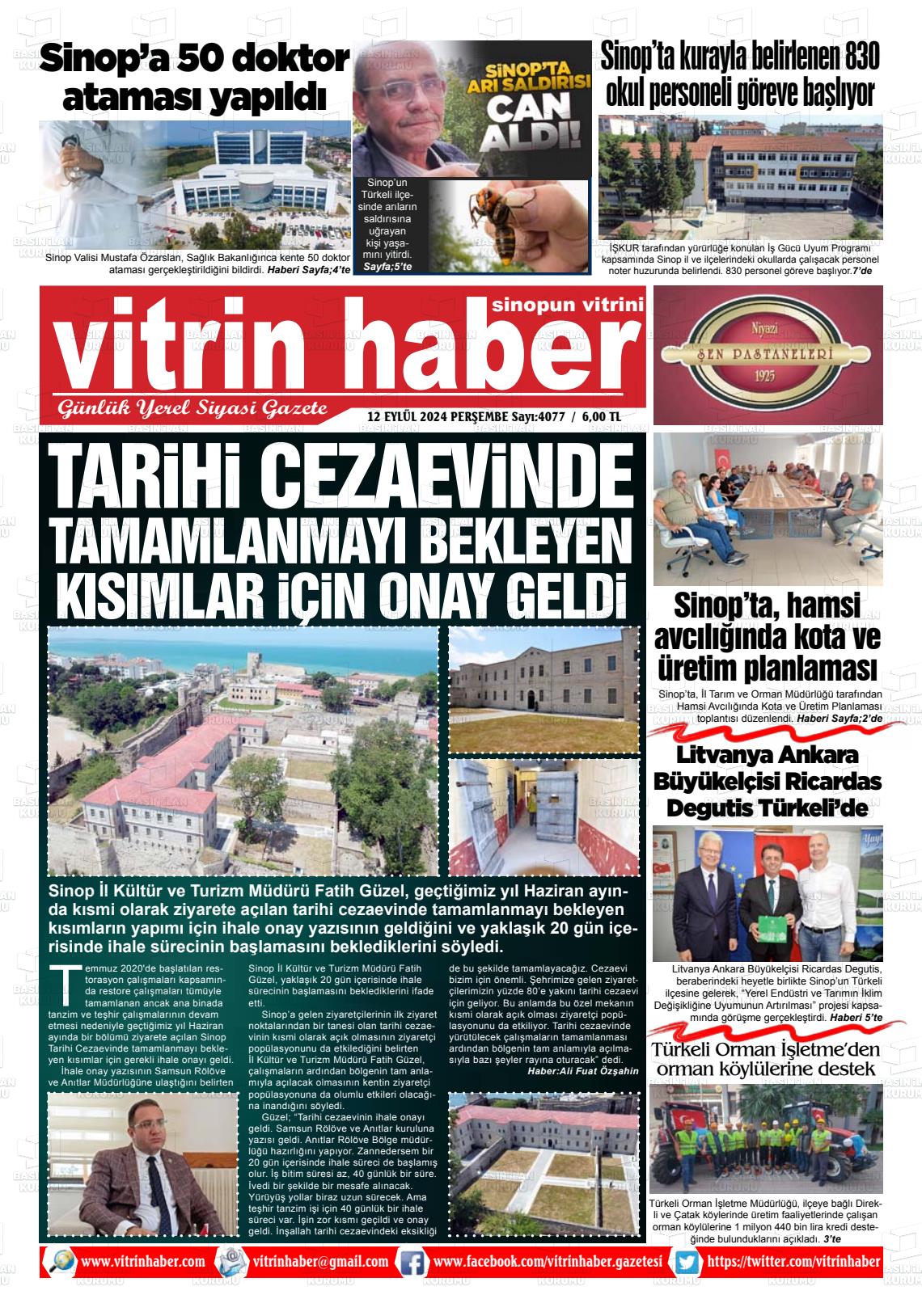 12 Eylül 2024 Vitrin Haber Gazete Manşeti