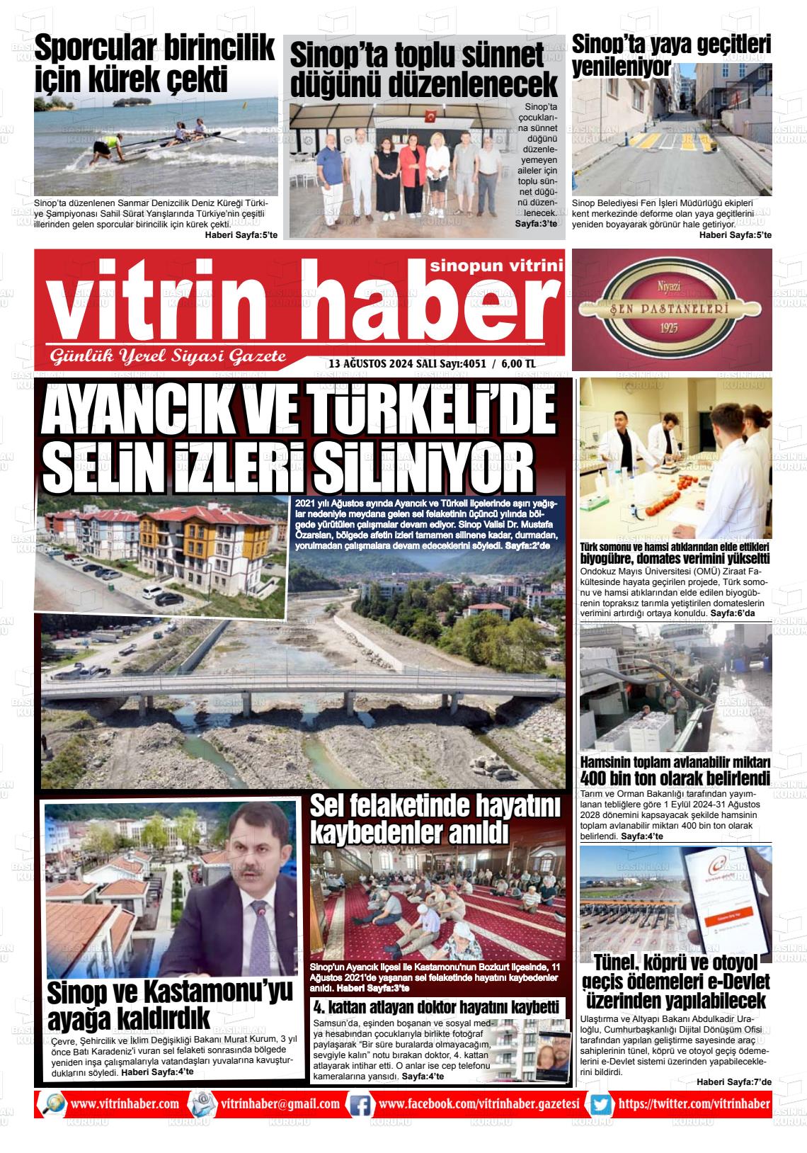 13 Ağustos 2024 Vitrin Haber Gazete Manşeti