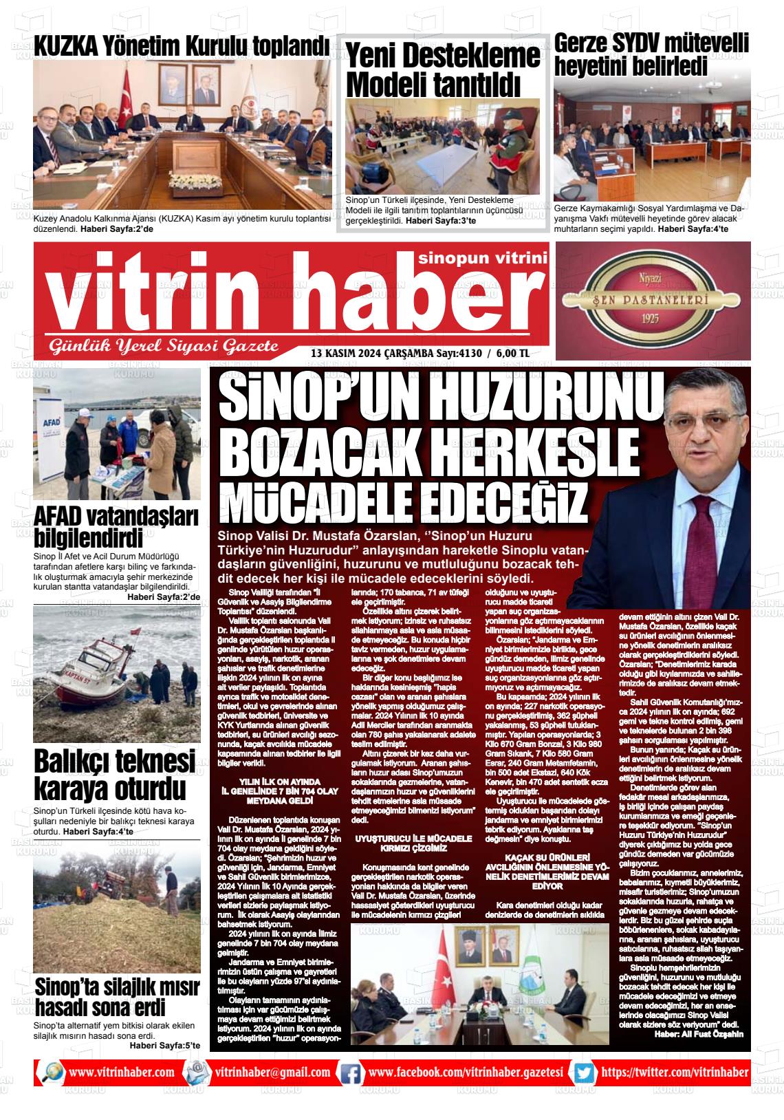 13 Kasım 2024 Vitrin Haber Gazete Manşeti