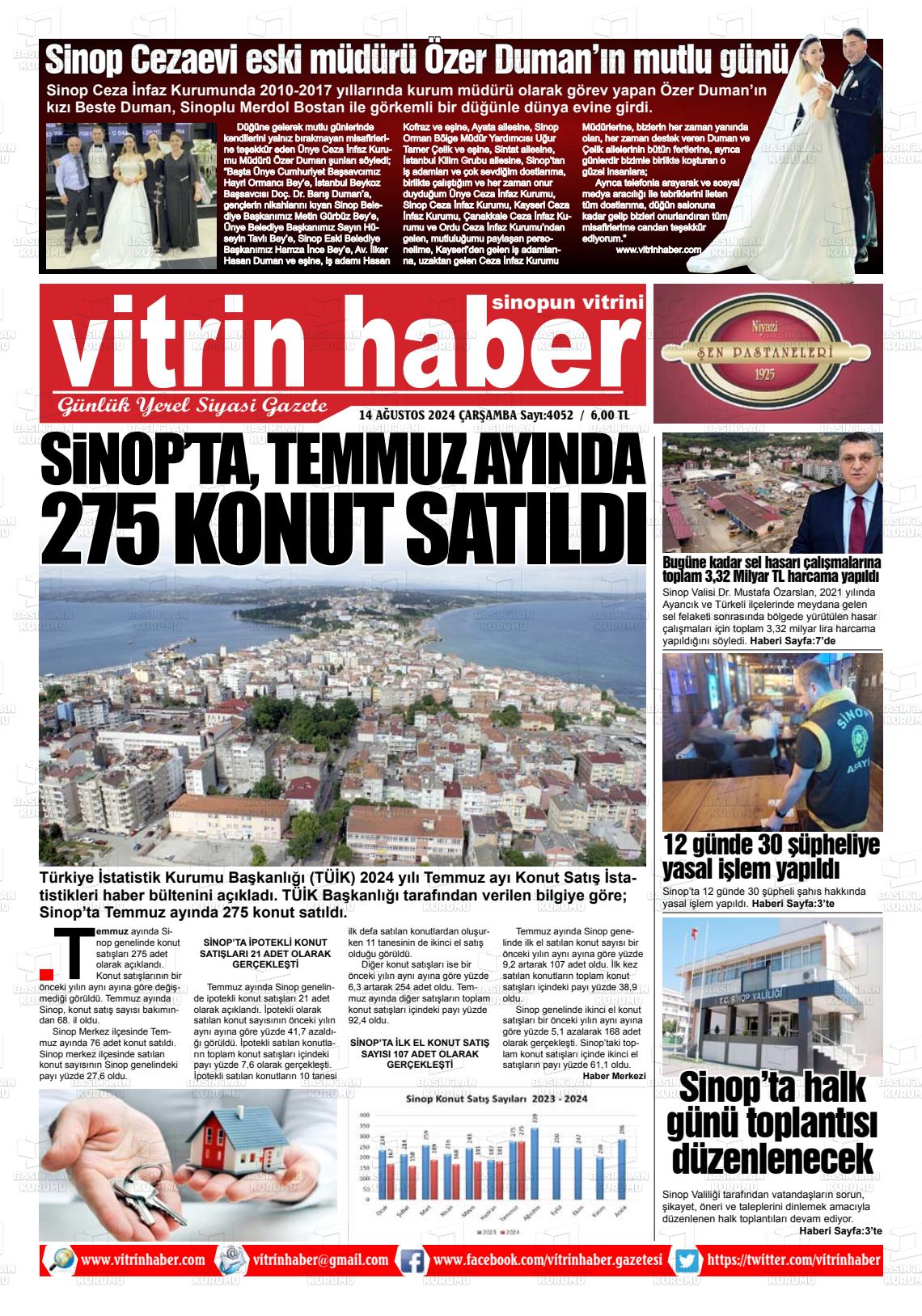 14 Ağustos 2024 Vitrin Haber Gazete Manşeti