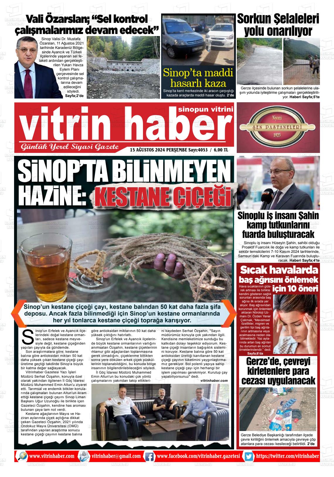 15 Ağustos 2024 Vitrin Haber Gazete Manşeti